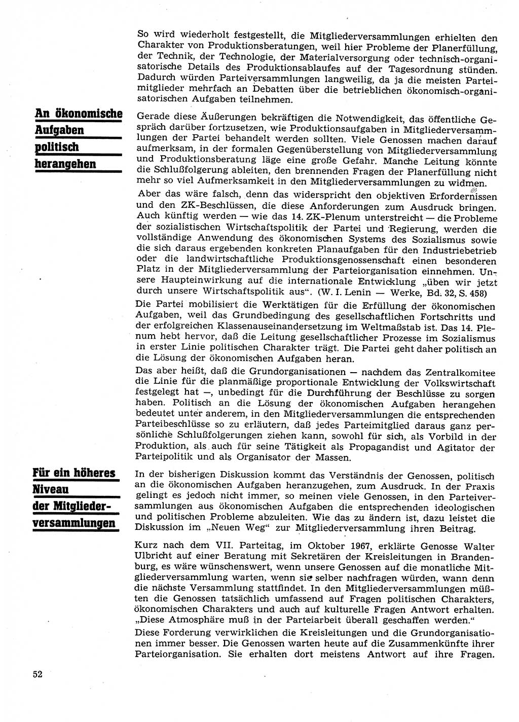 Neuer Weg (NW), Organ des Zentralkomitees (ZK) der SED (Sozialistische Einheitspartei Deutschlands) für Fragen des Parteilebens, 26. Jahrgang [Deutsche Demokratische Republik (DDR)] 1971, Seite 52 (NW ZK SED DDR 1971, S. 52)