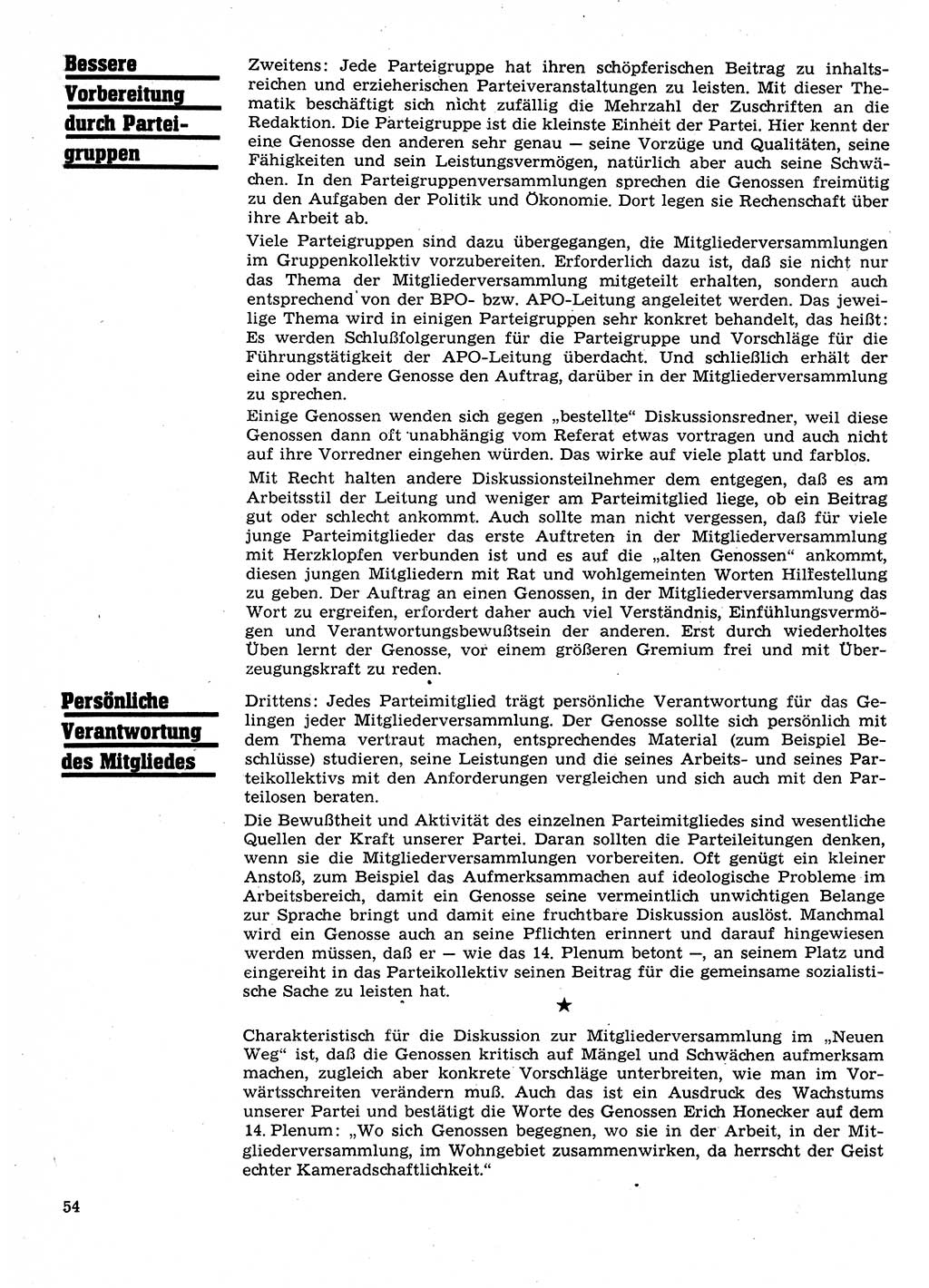 Neuer Weg (NW), Organ des Zentralkomitees (ZK) der SED (Sozialistische Einheitspartei Deutschlands) für Fragen des Parteilebens, 26. Jahrgang [Deutsche Demokratische Republik (DDR)] 1971, Seite 54 (NW ZK SED DDR 1971, S. 54)