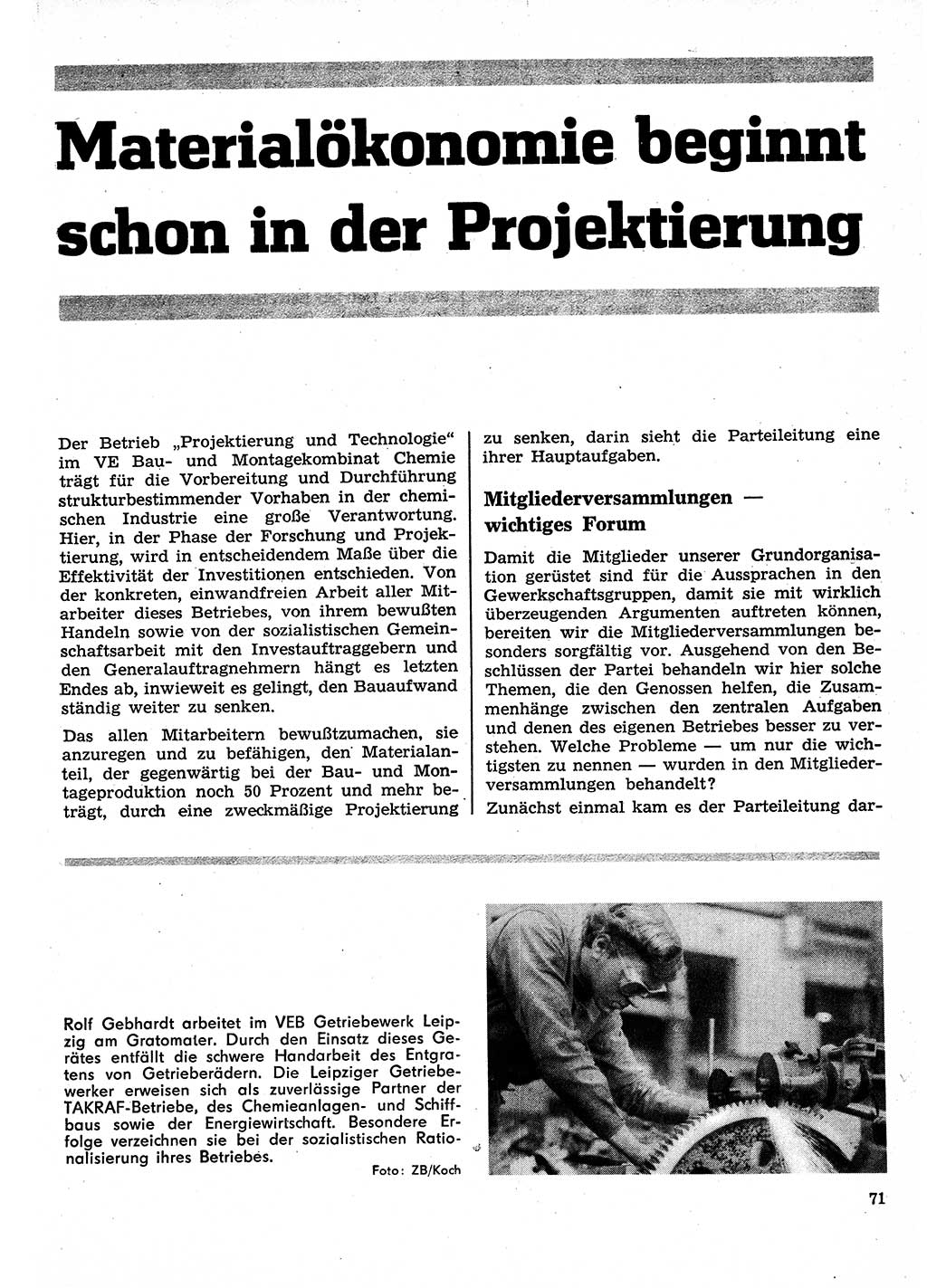 Neuer Weg (NW), Organ des Zentralkomitees (ZK) der SED (Sozialistische Einheitspartei Deutschlands) für Fragen des Parteilebens, 26. Jahrgang [Deutsche Demokratische Republik (DDR)] 1971, Seite 71 (NW ZK SED DDR 1971, S. 71)