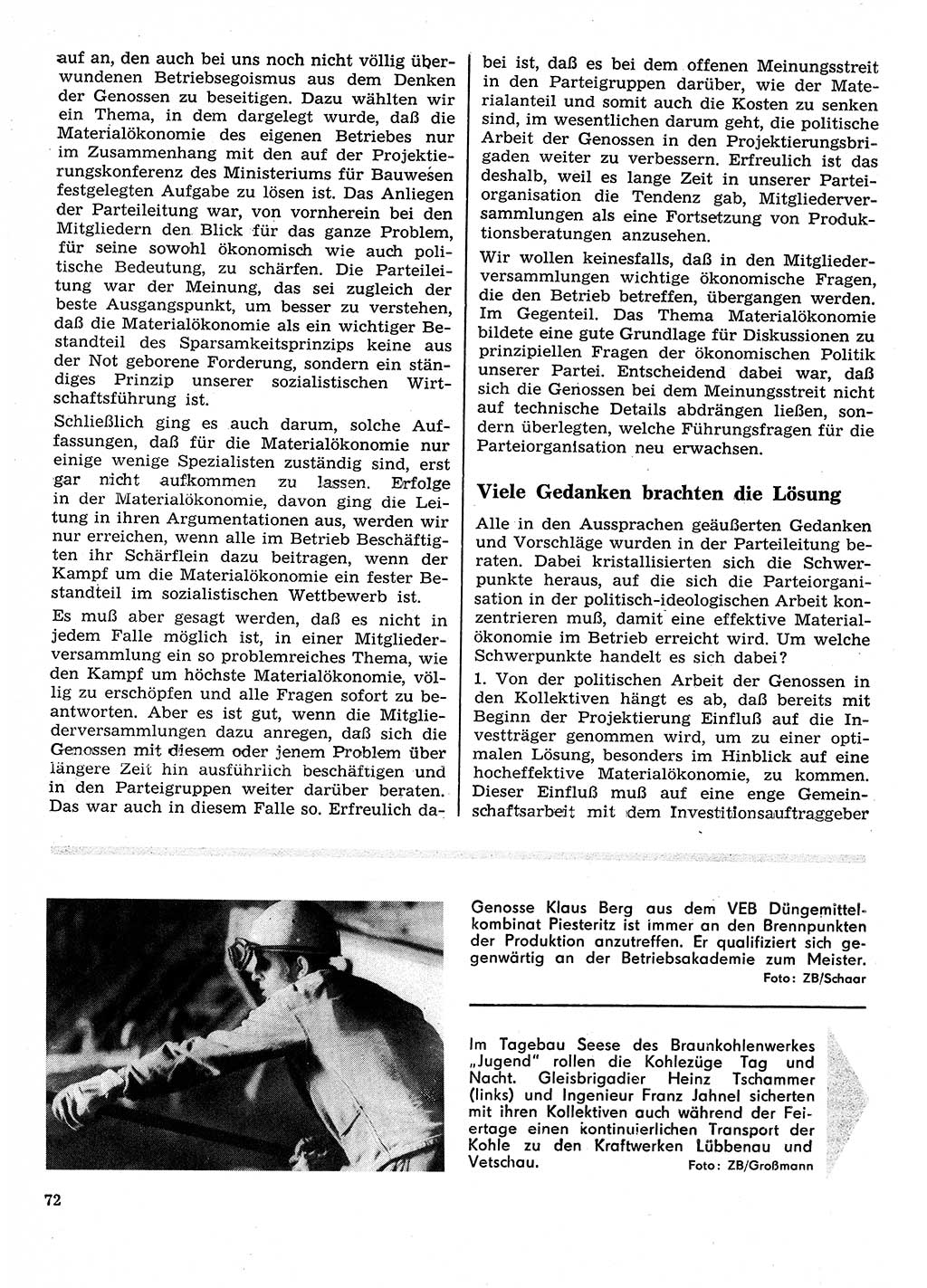 Neuer Weg (NW), Organ des Zentralkomitees (ZK) der SED (Sozialistische Einheitspartei Deutschlands) für Fragen des Parteilebens, 26. Jahrgang [Deutsche Demokratische Republik (DDR)] 1971, Seite 72 (NW ZK SED DDR 1971, S. 72)
