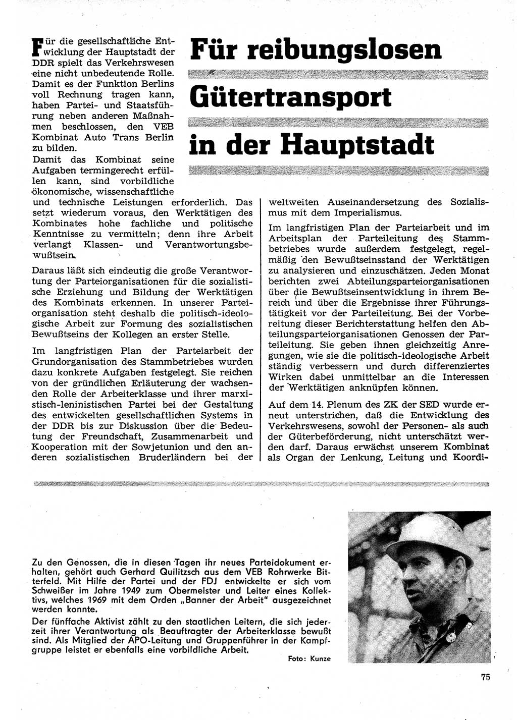 Neuer Weg (NW), Organ des Zentralkomitees (ZK) der SED (Sozialistische Einheitspartei Deutschlands) für Fragen des Parteilebens, 26. Jahrgang [Deutsche Demokratische Republik (DDR)] 1971, Seite 75 (NW ZK SED DDR 1971, S. 75)