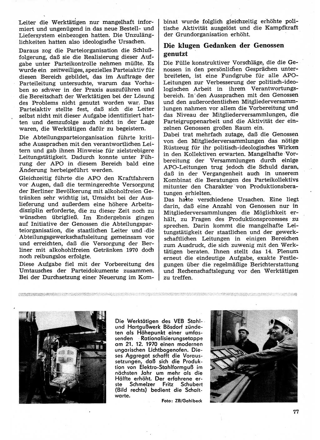 Neuer Weg (NW), Organ des Zentralkomitees (ZK) der SED (Sozialistische Einheitspartei Deutschlands) für Fragen des Parteilebens, 26. Jahrgang [Deutsche Demokratische Republik (DDR)] 1971, Seite 77 (NW ZK SED DDR 1971, S. 77)