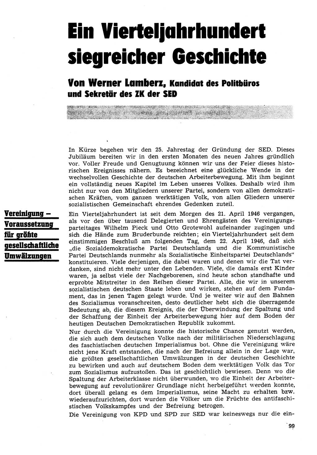 Neuer Weg (NW), Organ des Zentralkomitees (ZK) der SED (Sozialistische Einheitspartei Deutschlands) für Fragen des Parteilebens, 26. Jahrgang [Deutsche Demokratische Republik (DDR)] 1971, Seite 99 (NW ZK SED DDR 1971, S. 99)