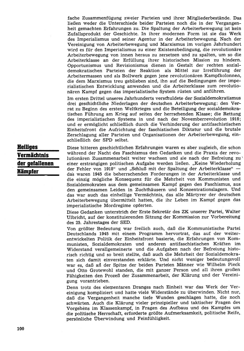 Neuer Weg (NW), Organ des Zentralkomitees (ZK) der SED (Sozialistische Einheitspartei Deutschlands) für Fragen des Parteilebens, 26. Jahrgang [Deutsche Demokratische Republik (DDR)] 1971, Seite 100 (NW ZK SED DDR 1971, S. 100)