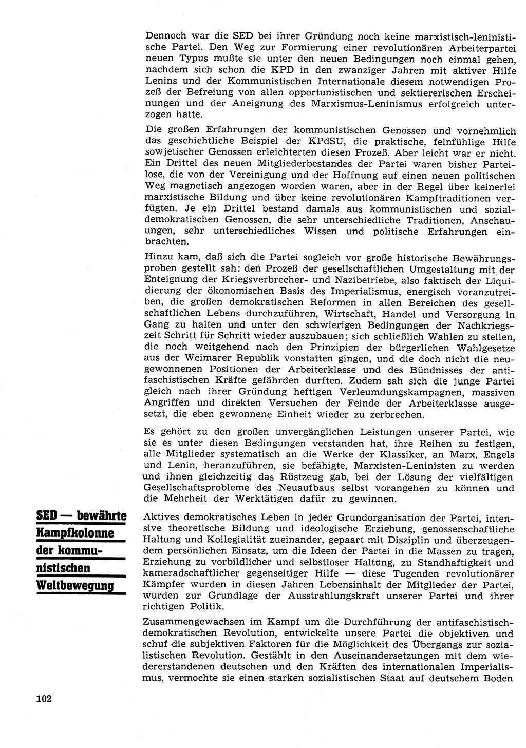 Neuer Weg (NW), Organ des Zentralkomitees (ZK) der SED (Sozialistische Einheitspartei Deutschlands) für Fragen des Parteilebens, 26. Jahrgang [Deutsche Demokratische Republik (DDR)] 1971, Seite 102 (NW ZK SED DDR 1971, S. 102)