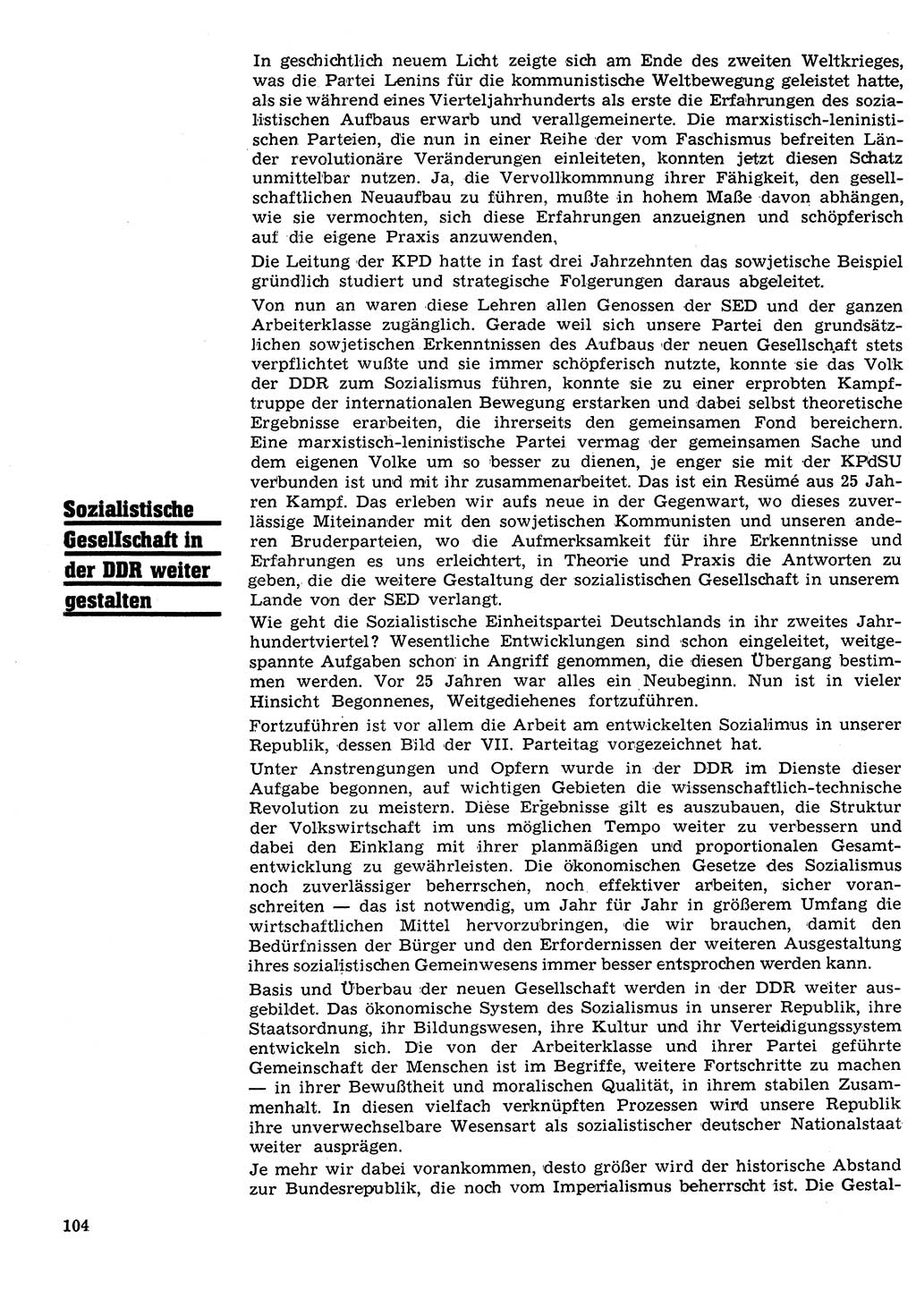 Neuer Weg (NW), Organ des Zentralkomitees (ZK) der SED (Sozialistische Einheitspartei Deutschlands) für Fragen des Parteilebens, 26. Jahrgang [Deutsche Demokratische Republik (DDR)] 1971, Seite 104 (NW ZK SED DDR 1971, S. 104)