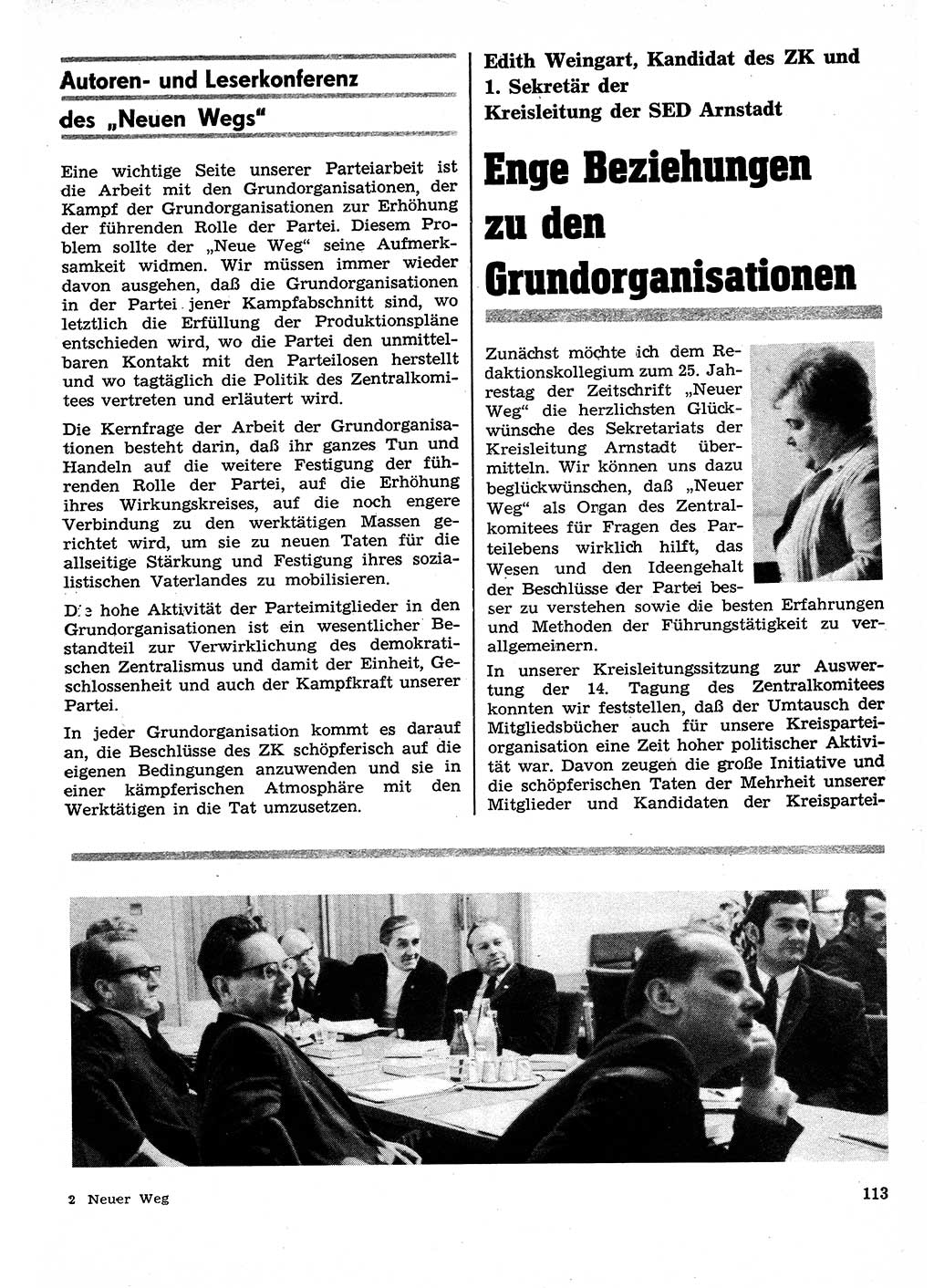 Neuer Weg (NW), Organ des Zentralkomitees (ZK) der SED (Sozialistische Einheitspartei Deutschlands) für Fragen des Parteilebens, 26. Jahrgang [Deutsche Demokratische Republik (DDR)] 1971, Seite 113 (NW ZK SED DDR 1971, S. 113)