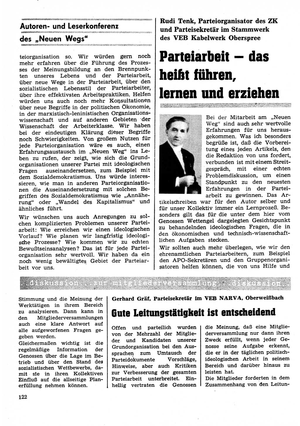 Neuer Weg (NW), Organ des Zentralkomitees (ZK) der SED (Sozialistische Einheitspartei Deutschlands) für Fragen des Parteilebens, 26. Jahrgang [Deutsche Demokratische Republik (DDR)] 1971, Seite 122 (NW ZK SED DDR 1971, S. 122)