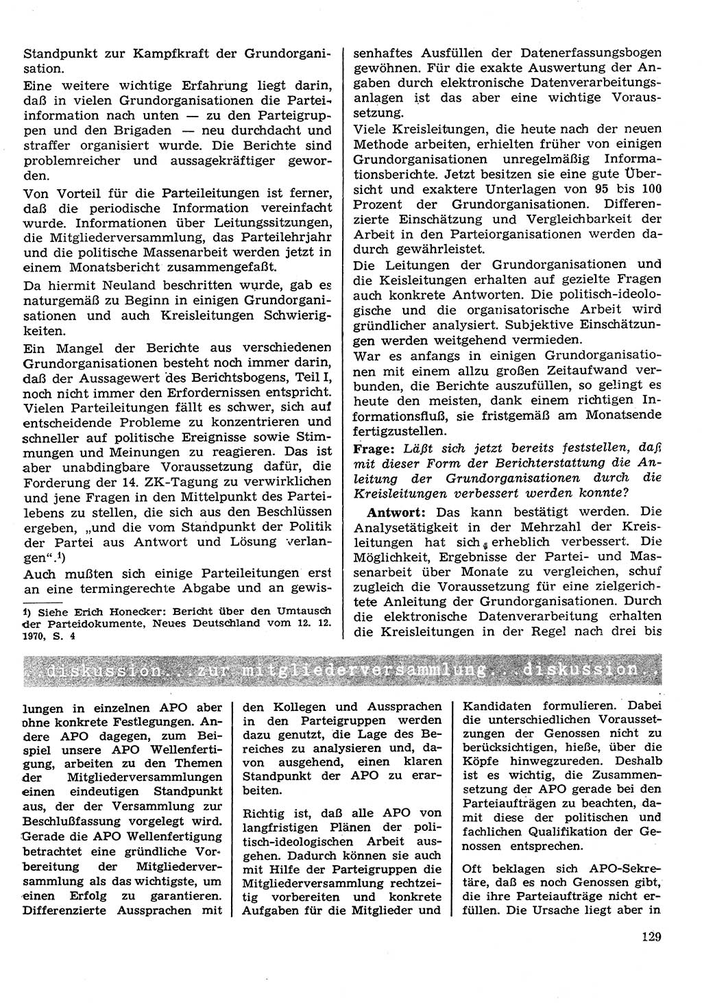 Neuer Weg (NW), Organ des Zentralkomitees (ZK) der SED (Sozialistische Einheitspartei Deutschlands) für Fragen des Parteilebens, 26. Jahrgang [Deutsche Demokratische Republik (DDR)] 1971, Seite 129 (NW ZK SED DDR 1971, S. 129)