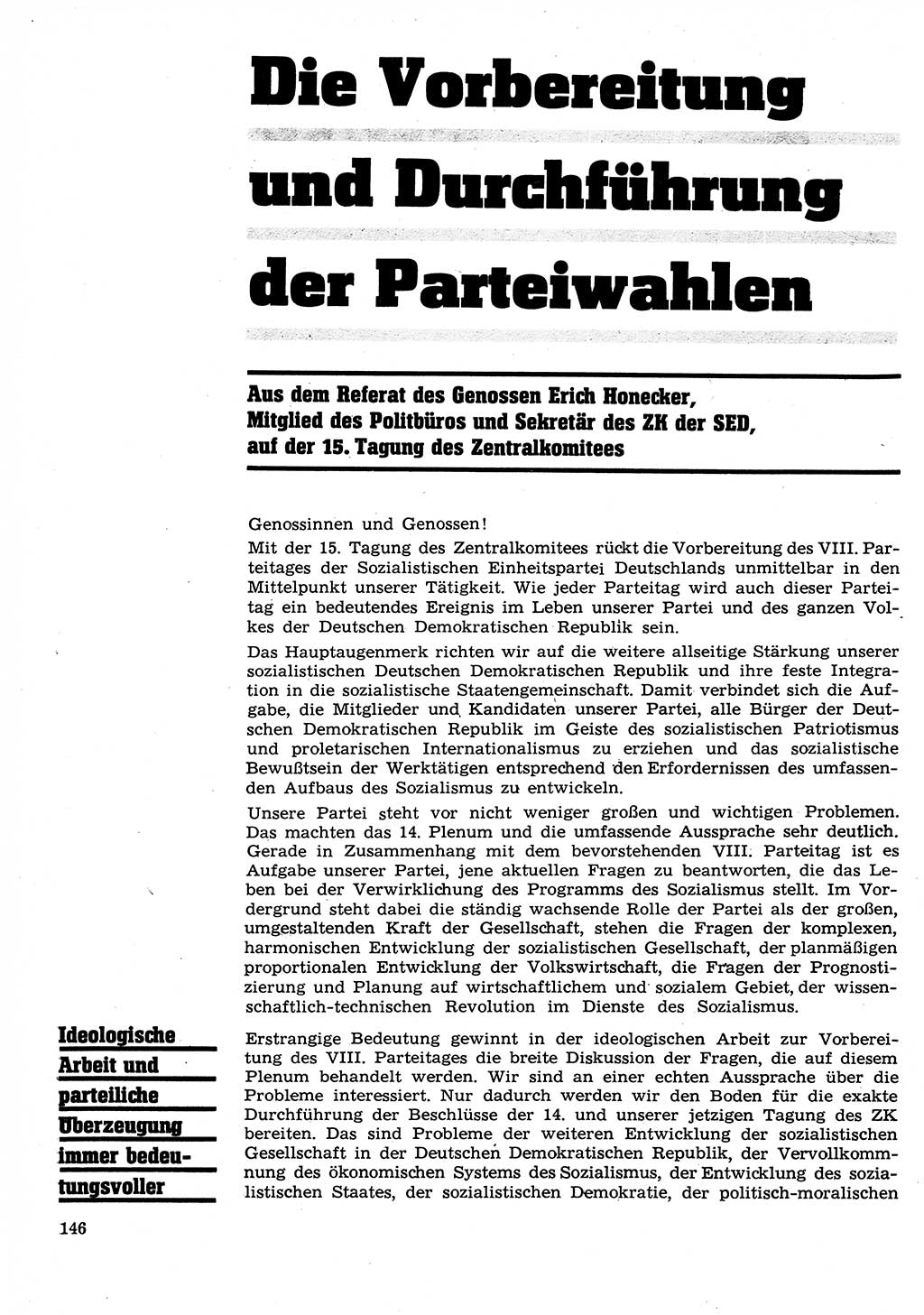 Neuer Weg (NW), Organ des Zentralkomitees (ZK) der SED (Sozialistische Einheitspartei Deutschlands) für Fragen des Parteilebens, 26. Jahrgang [Deutsche Demokratische Republik (DDR)] 1971, Seite 146 (NW ZK SED DDR 1971, S. 146)