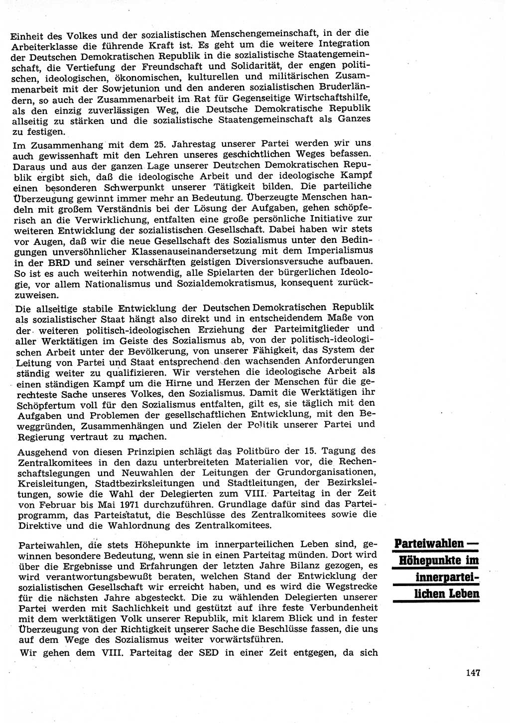 Neuer Weg (NW), Organ des Zentralkomitees (ZK) der SED (Sozialistische Einheitspartei Deutschlands) für Fragen des Parteilebens, 26. Jahrgang [Deutsche Demokratische Republik (DDR)] 1971, Seite 147 (NW ZK SED DDR 1971, S. 147)