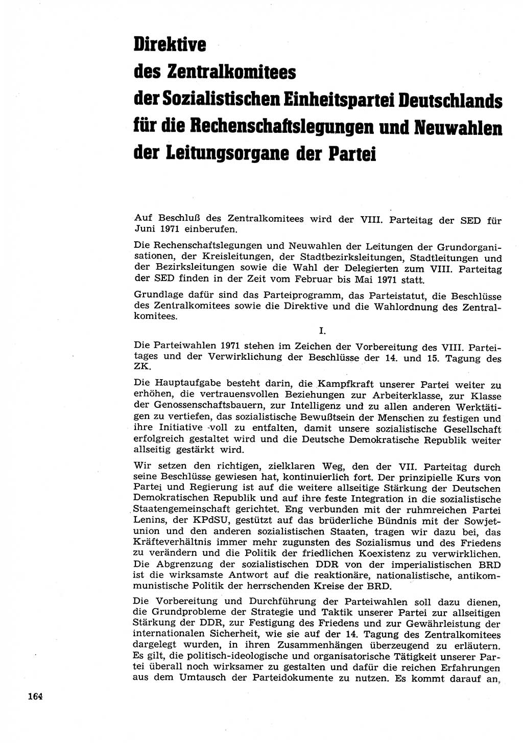 Neuer Weg (NW), Organ des Zentralkomitees (ZK) der SED (Sozialistische Einheitspartei Deutschlands) fÃ¼r Fragen des Parteilebens, 26. Jahrgang [Deutsche Demokratische Republik (DDR)] 1971, Seite 164 (NW ZK SED DDR 1971, S. 164)