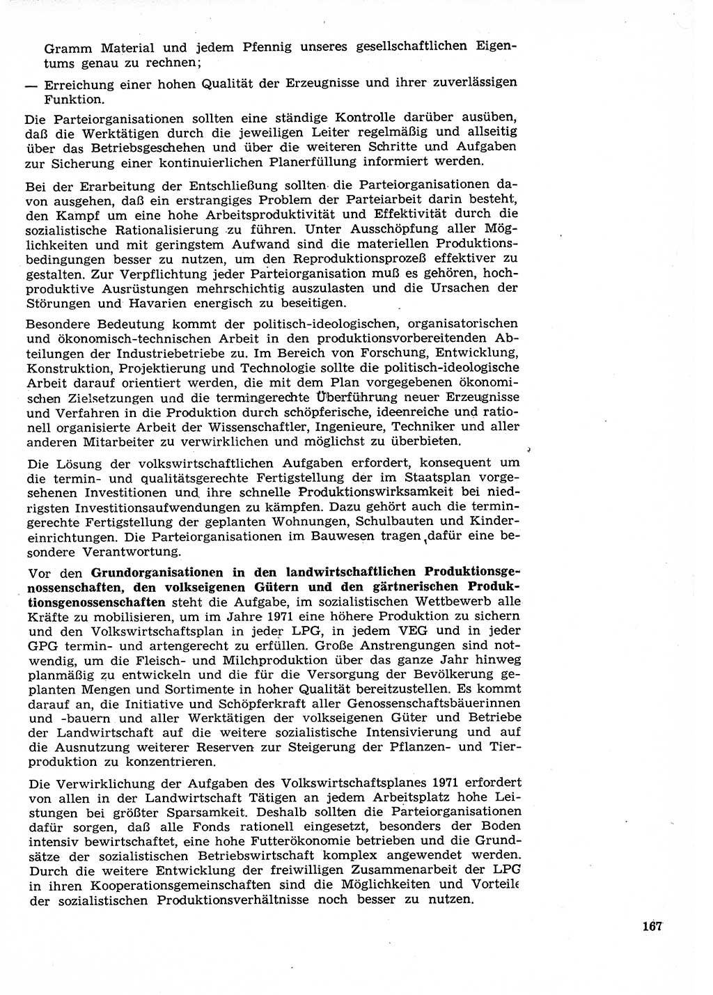 Neuer Weg (NW), Organ des Zentralkomitees (ZK) der SED (Sozialistische Einheitspartei Deutschlands) fÃ¼r Fragen des Parteilebens, 26. Jahrgang [Deutsche Demokratische Republik (DDR)] 1971, Seite 167 (NW ZK SED DDR 1971, S. 167)