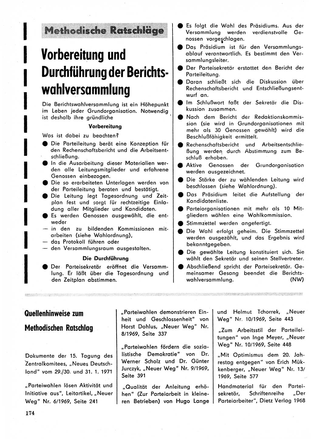 Neuer Weg (NW), Organ des Zentralkomitees (ZK) der SED (Sozialistische Einheitspartei Deutschlands) für Fragen des Parteilebens, 26. Jahrgang [Deutsche Demokratische Republik (DDR)] 1971, Seite 174 (NW ZK SED DDR 1971, S. 174)