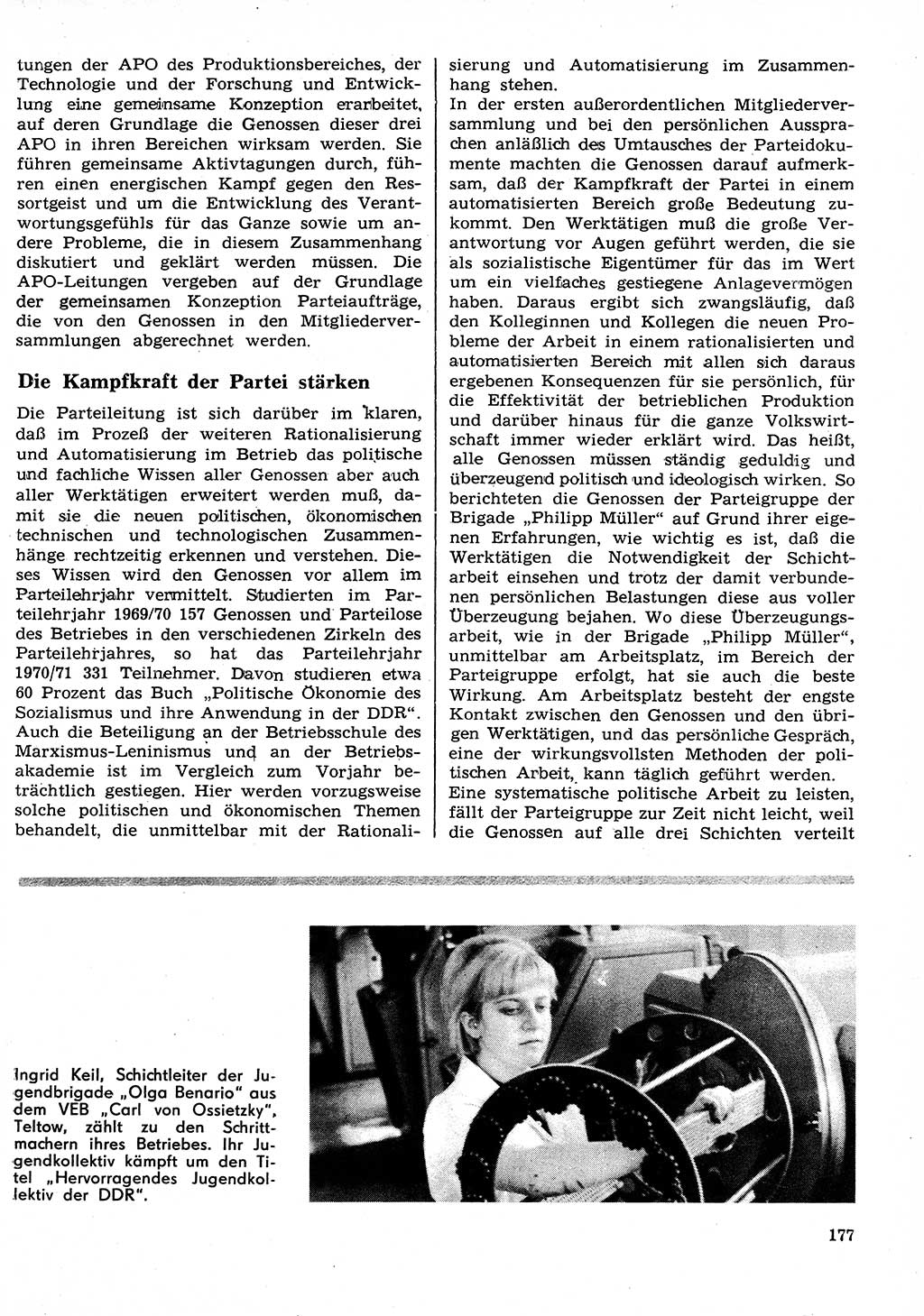 Neuer Weg (NW), Organ des Zentralkomitees (ZK) der SED (Sozialistische Einheitspartei Deutschlands) für Fragen des Parteilebens, 26. Jahrgang [Deutsche Demokratische Republik (DDR)] 1971, Seite 177 (NW ZK SED DDR 1971, S. 177)