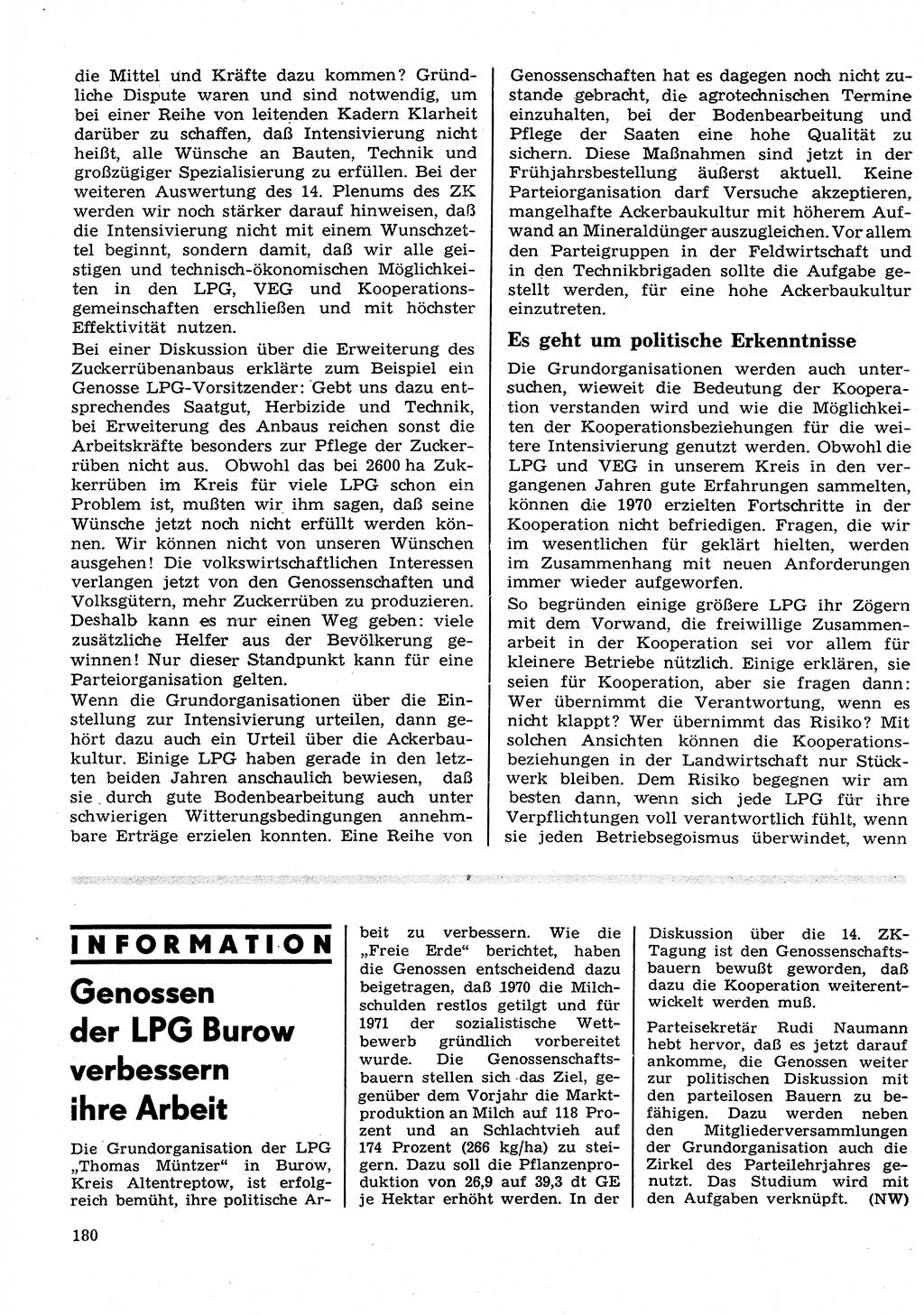 Neuer Weg (NW), Organ des Zentralkomitees (ZK) der SED (Sozialistische Einheitspartei Deutschlands) für Fragen des Parteilebens, 26. Jahrgang [Deutsche Demokratische Republik (DDR)] 1971, Seite 180 (NW ZK SED DDR 1971, S. 180)