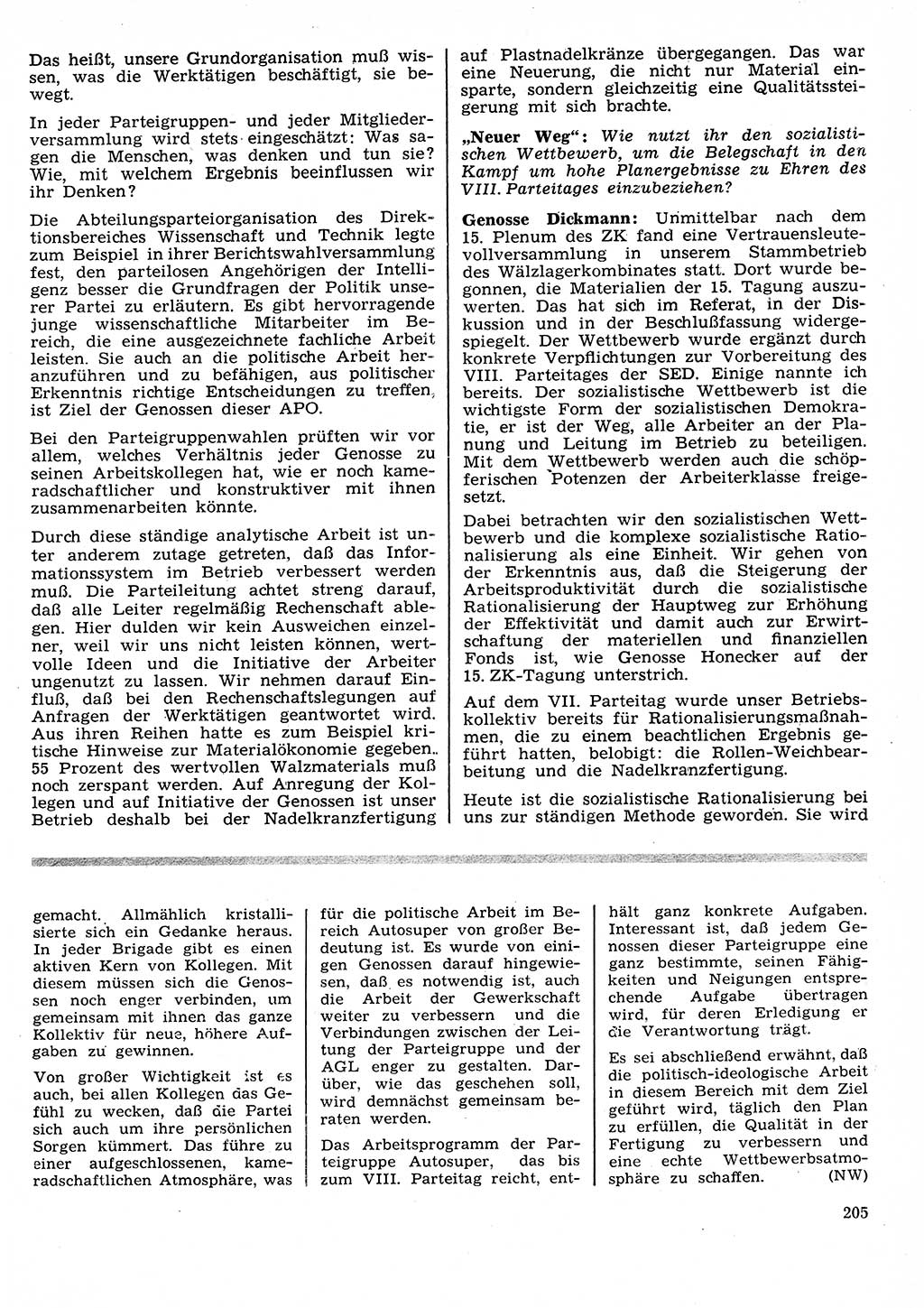 Neuer Weg (NW), Organ des Zentralkomitees (ZK) der SED (Sozialistische Einheitspartei Deutschlands) für Fragen des Parteilebens, 26. Jahrgang [Deutsche Demokratische Republik (DDR)] 1971, Seite 205 (NW ZK SED DDR 1971, S. 205)