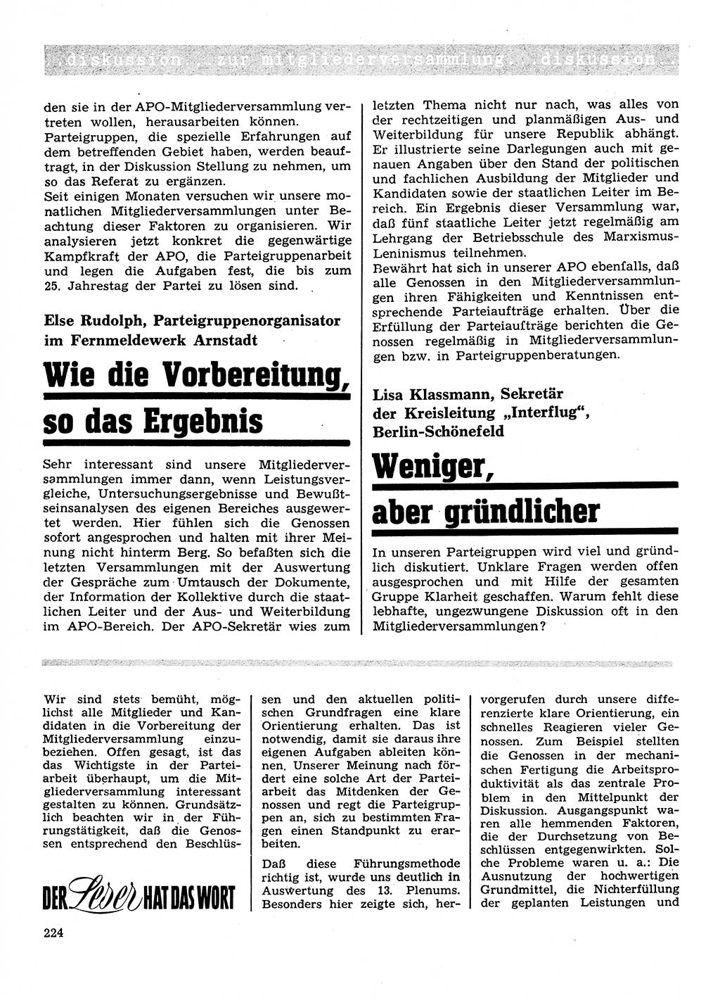Neuer Weg (NW), Organ des Zentralkomitees (ZK) der SED (Sozialistische Einheitspartei Deutschlands) für Fragen des Parteilebens, 26. Jahrgang [Deutsche Demokratische Republik (DDR)] 1971, Seite 224 (NW ZK SED DDR 1971, S. 224)