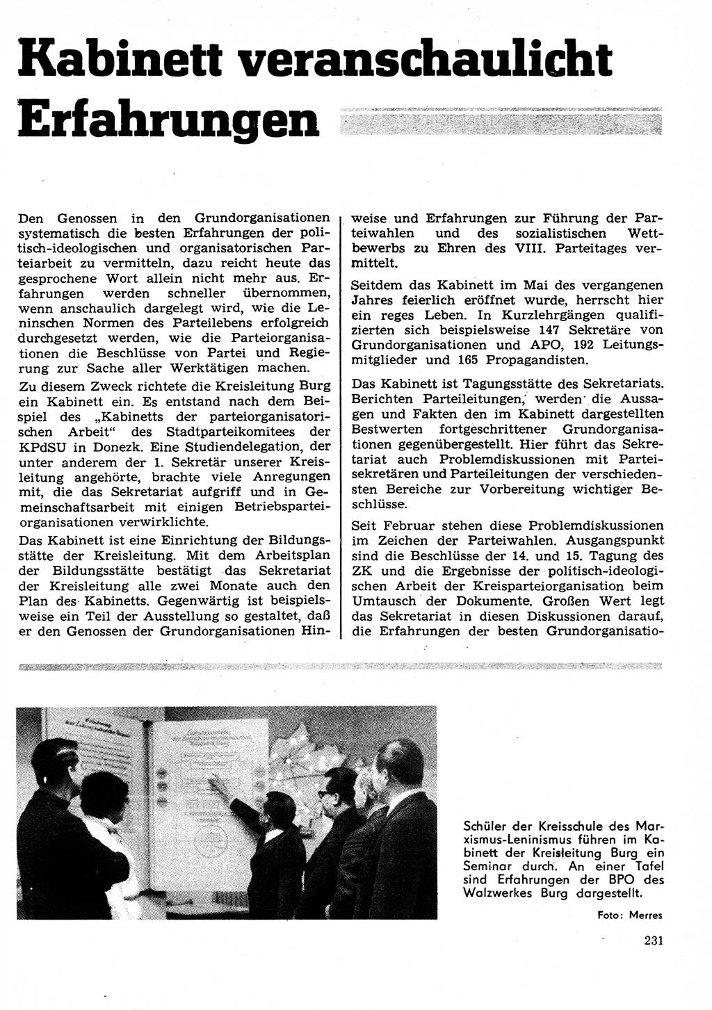 Neuer Weg (NW), Organ des Zentralkomitees (ZK) der SED (Sozialistische Einheitspartei Deutschlands) für Fragen des Parteilebens, 26. Jahrgang [Deutsche Demokratische Republik (DDR)] 1971, Seite 231 (NW ZK SED DDR 1971, S. 231)