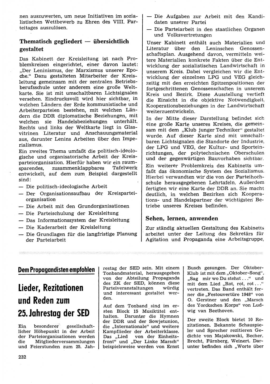 Neuer Weg (NW), Organ des Zentralkomitees (ZK) der SED (Sozialistische Einheitspartei Deutschlands) für Fragen des Parteilebens, 26. Jahrgang [Deutsche Demokratische Republik (DDR)] 1971, Seite 232 (NW ZK SED DDR 1971, S. 232)