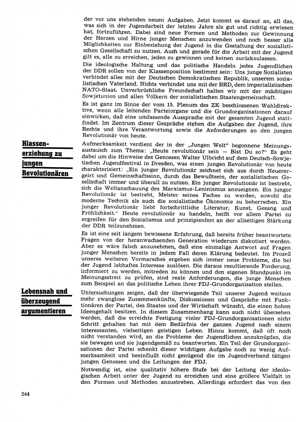 Neuer Weg (NW), Organ des Zentralkomitees (ZK) der SED (Sozialistische Einheitspartei Deutschlands) für Fragen des Parteilebens, 26. Jahrgang [Deutsche Demokratische Republik (DDR)] 1971, Seite 244 (NW ZK SED DDR 1971, S. 244)