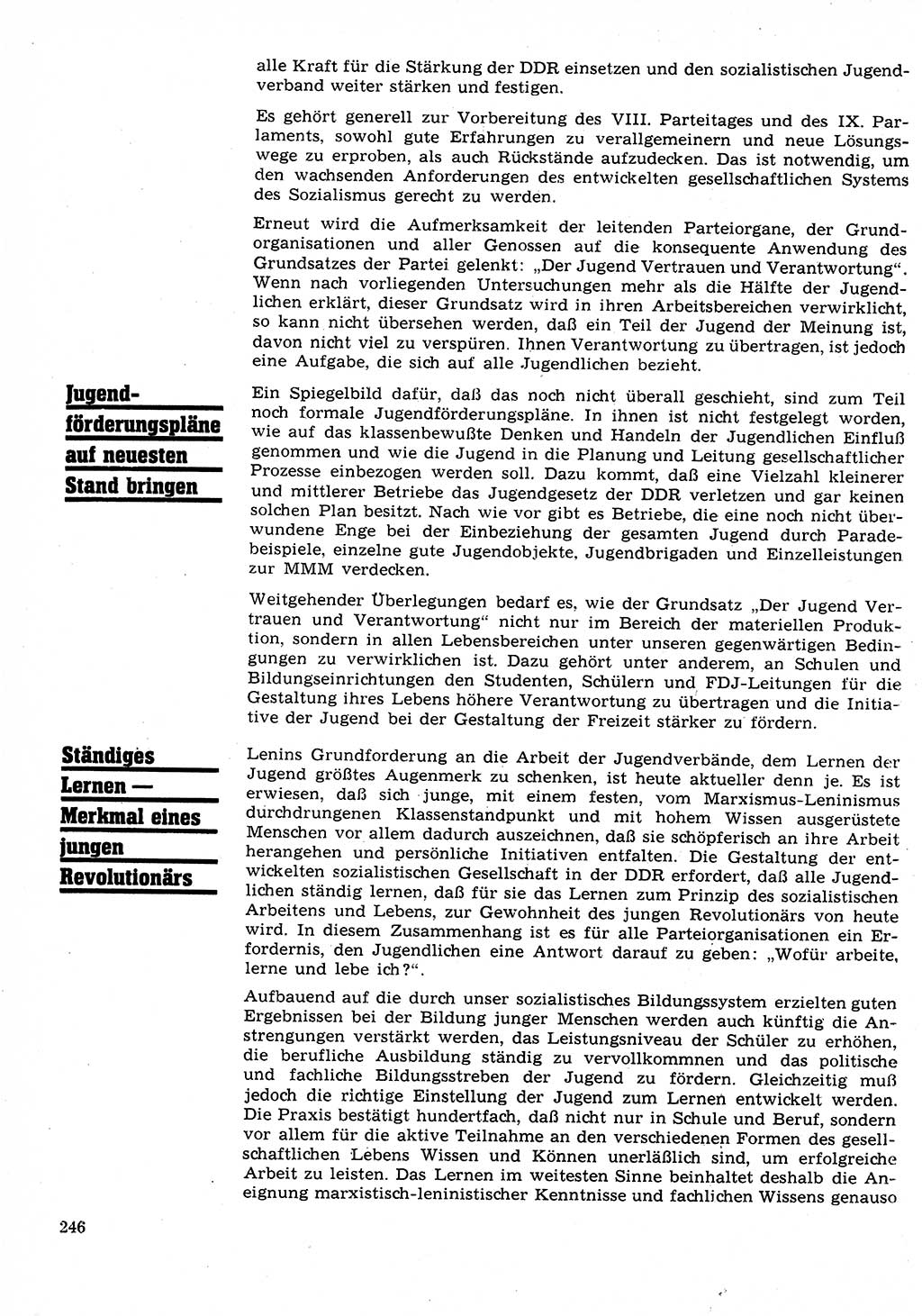 Neuer Weg (NW), Organ des Zentralkomitees (ZK) der SED (Sozialistische Einheitspartei Deutschlands) für Fragen des Parteilebens, 26. Jahrgang [Deutsche Demokratische Republik (DDR)] 1971, Seite 246 (NW ZK SED DDR 1971, S. 246)