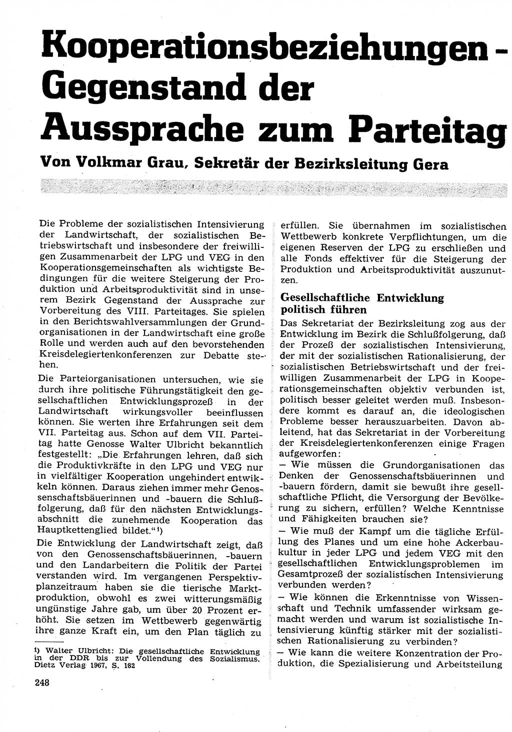 Neuer Weg (NW), Organ des Zentralkomitees (ZK) der SED (Sozialistische Einheitspartei Deutschlands) für Fragen des Parteilebens, 26. Jahrgang [Deutsche Demokratische Republik (DDR)] 1971, Seite 248 (NW ZK SED DDR 1971, S. 248)