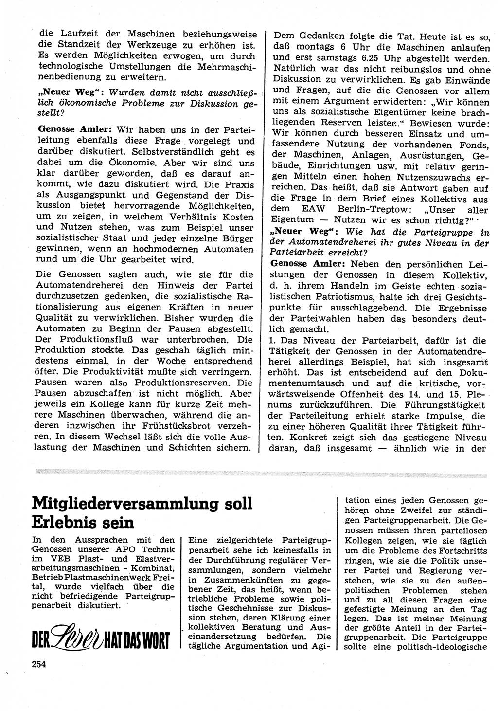 Neuer Weg (NW), Organ des Zentralkomitees (ZK) der SED (Sozialistische Einheitspartei Deutschlands) fÃ¼r Fragen des Parteilebens, 26. Jahrgang [Deutsche Demokratische Republik (DDR)] 1971, Seite 254 (NW ZK SED DDR 1971, S. 254)