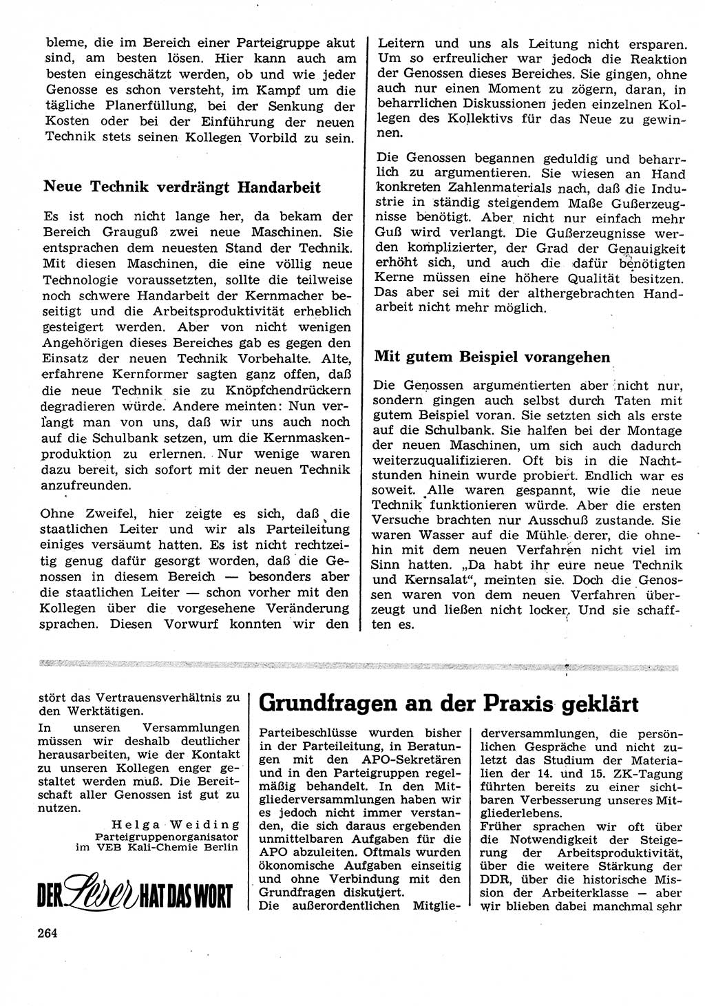 Neuer Weg (NW), Organ des Zentralkomitees (ZK) der SED (Sozialistische Einheitspartei Deutschlands) für Fragen des Parteilebens, 26. Jahrgang [Deutsche Demokratische Republik (DDR)] 1971, Seite 264 (NW ZK SED DDR 1971, S. 264)