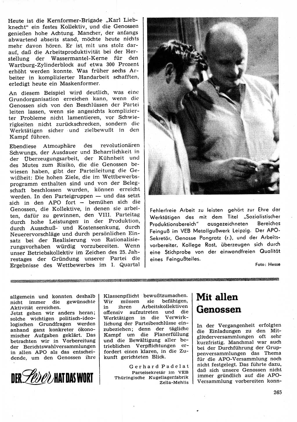 Neuer Weg (NW), Organ des Zentralkomitees (ZK) der SED (Sozialistische Einheitspartei Deutschlands) für Fragen des Parteilebens, 26. Jahrgang [Deutsche Demokratische Republik (DDR)] 1971, Seite 265 (NW ZK SED DDR 1971, S. 265)