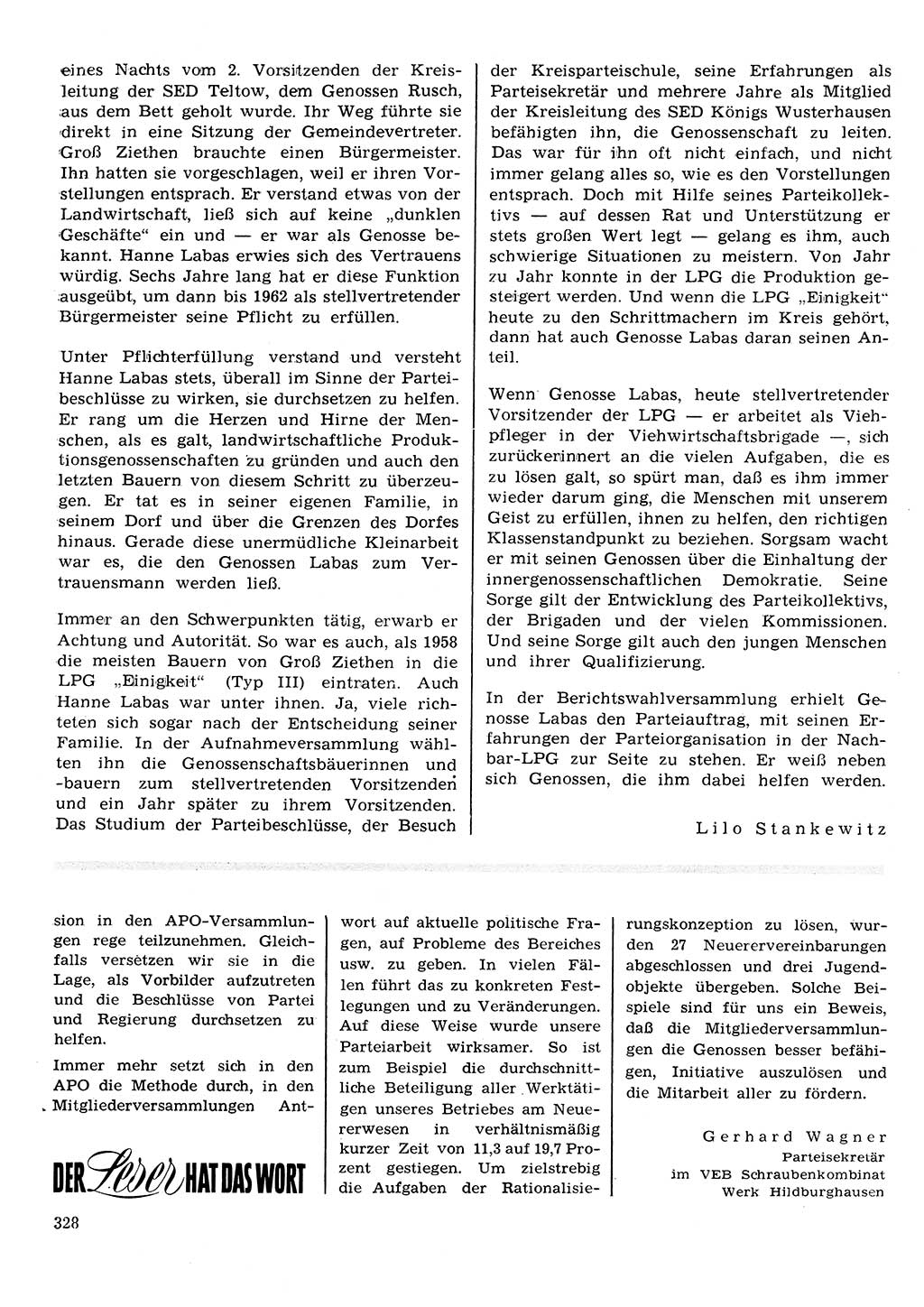 Neuer Weg (NW), Organ des Zentralkomitees (ZK) der SED (Sozialistische Einheitspartei Deutschlands) für Fragen des Parteilebens, 26. Jahrgang [Deutsche Demokratische Republik (DDR)] 1971, Seite 328 (NW ZK SED DDR 1971, S. 328)