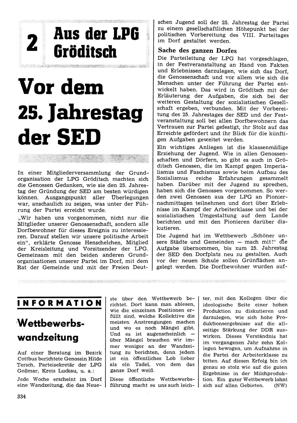 Neuer Weg (NW), Organ des Zentralkomitees (ZK) der SED (Sozialistische Einheitspartei Deutschlands) für Fragen des Parteilebens, 26. Jahrgang [Deutsche Demokratische Republik (DDR)] 1971, Seite 334 (NW ZK SED DDR 1971, S. 334)