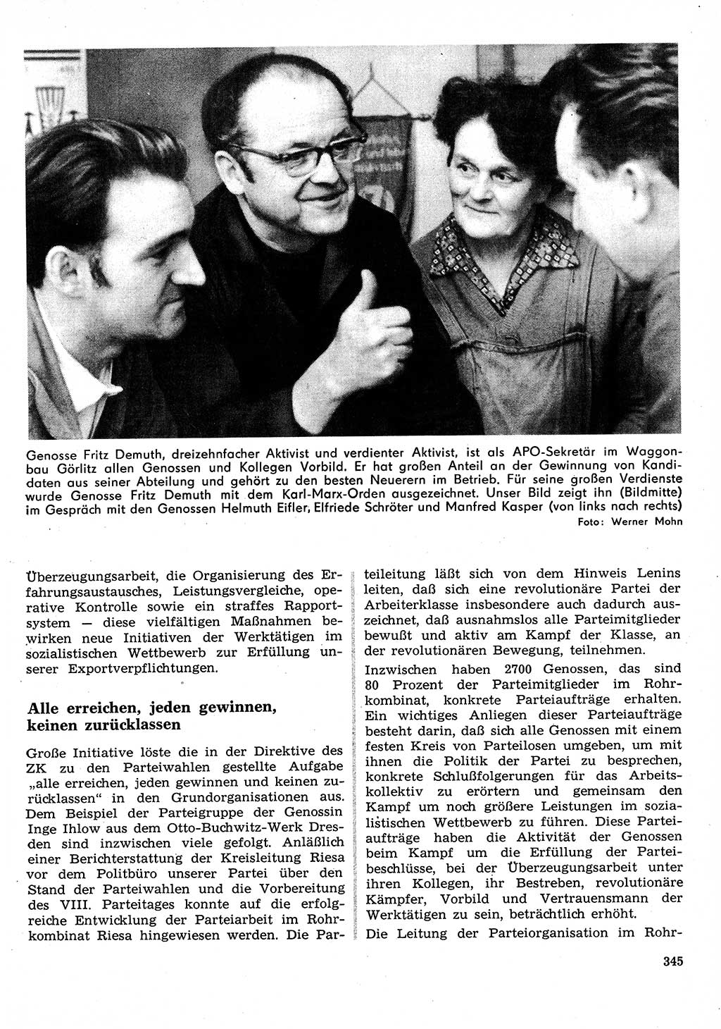 Neuer Weg (NW), Organ des Zentralkomitees (ZK) der SED (Sozialistische Einheitspartei Deutschlands) für Fragen des Parteilebens, 26. Jahrgang [Deutsche Demokratische Republik (DDR)] 1971, Seite 345 (NW ZK SED DDR 1971, S. 345)