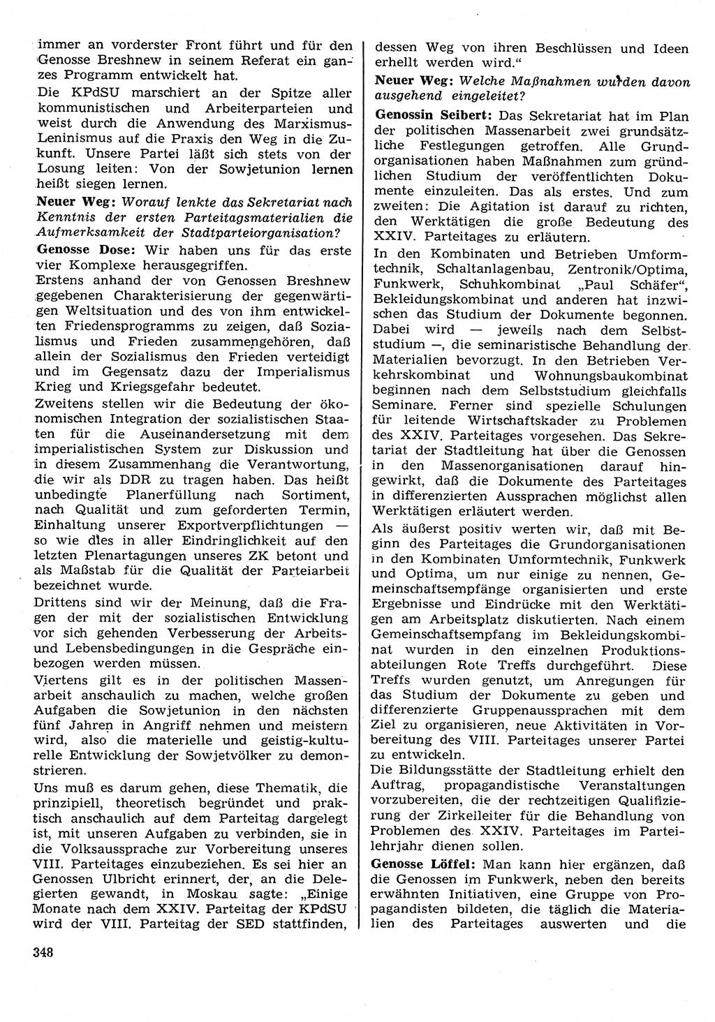Neuer Weg (NW), Organ des Zentralkomitees (ZK) der SED (Sozialistische Einheitspartei Deutschlands) für Fragen des Parteilebens, 26. Jahrgang [Deutsche Demokratische Republik (DDR)] 1971, Seite 348 (NW ZK SED DDR 1971, S. 348)