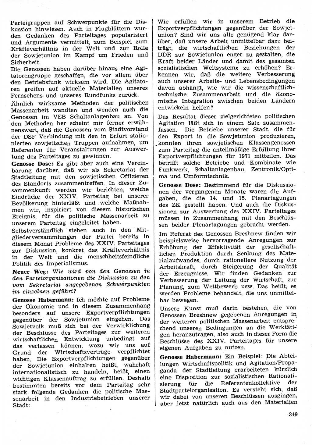 Neuer Weg (NW), Organ des Zentralkomitees (ZK) der SED (Sozialistische Einheitspartei Deutschlands) für Fragen des Parteilebens, 26. Jahrgang [Deutsche Demokratische Republik (DDR)] 1971, Seite 349 (NW ZK SED DDR 1971, S. 349)