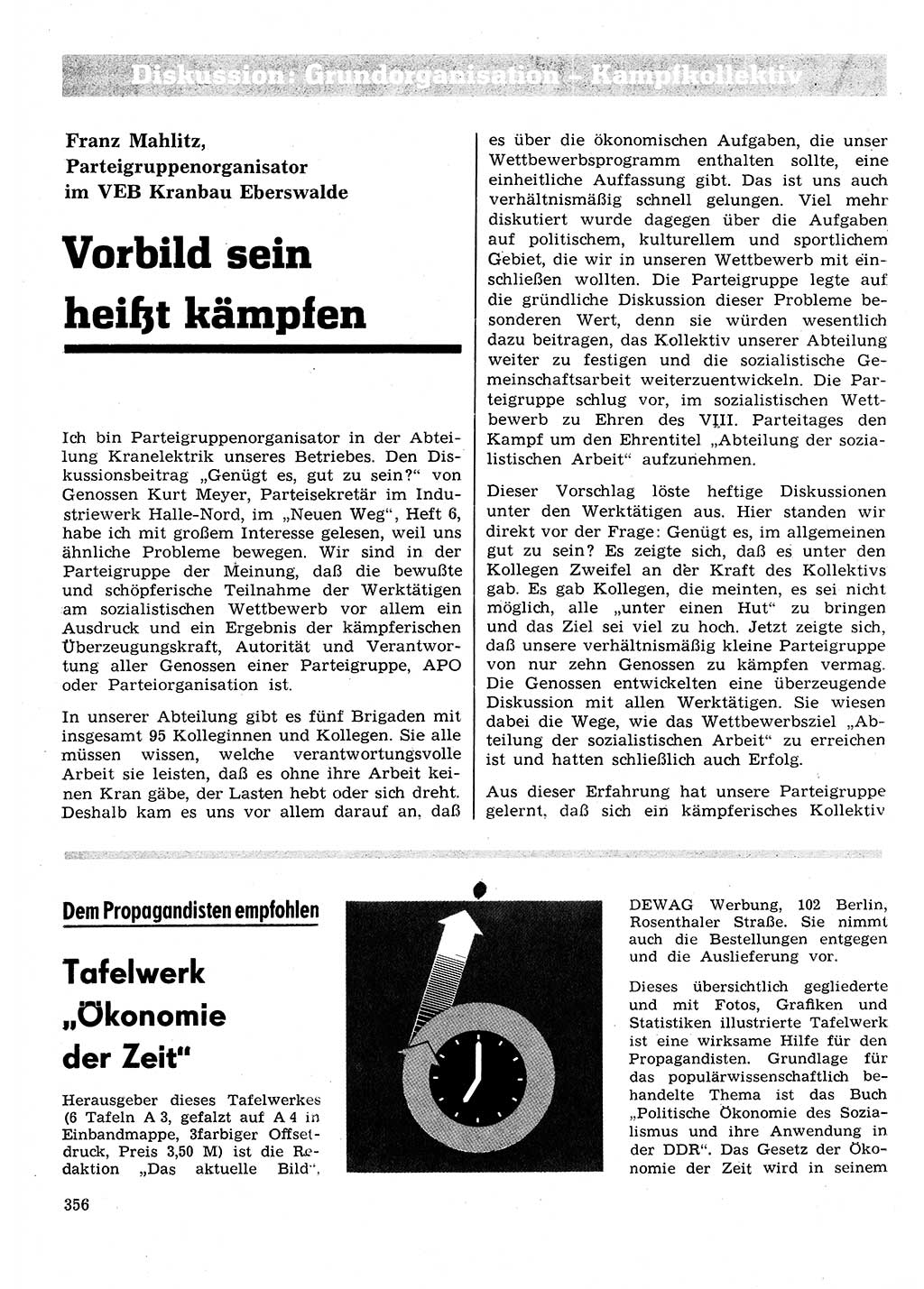 Neuer Weg (NW), Organ des Zentralkomitees (ZK) der SED (Sozialistische Einheitspartei Deutschlands) für Fragen des Parteilebens, 26. Jahrgang [Deutsche Demokratische Republik (DDR)] 1971, Seite 356 (NW ZK SED DDR 1971, S. 356)