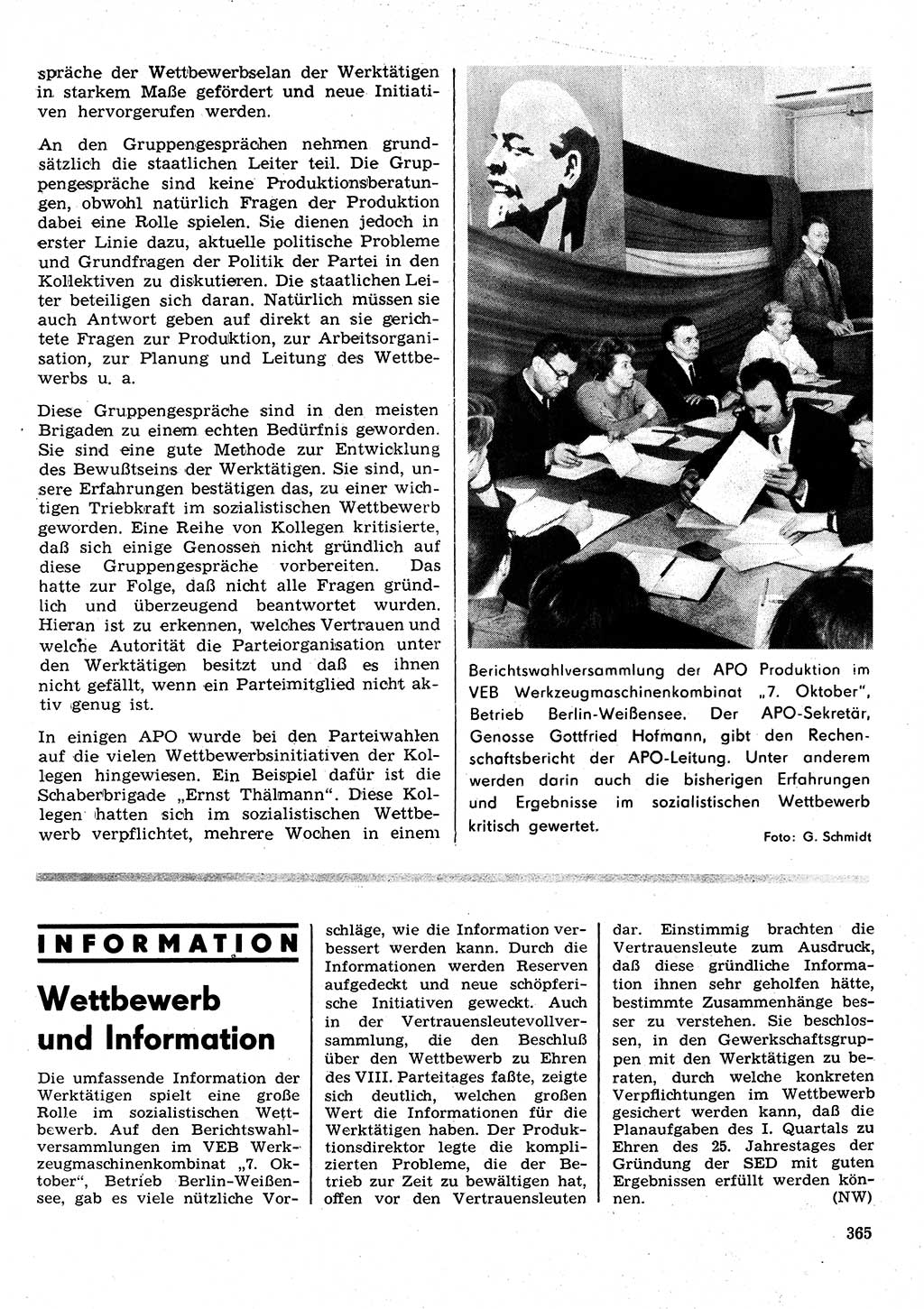 Neuer Weg (NW), Organ des Zentralkomitees (ZK) der SED (Sozialistische Einheitspartei Deutschlands) für Fragen des Parteilebens, 26. Jahrgang [Deutsche Demokratische Republik (DDR)] 1971, Seite 365 (NW ZK SED DDR 1971, S. 365)