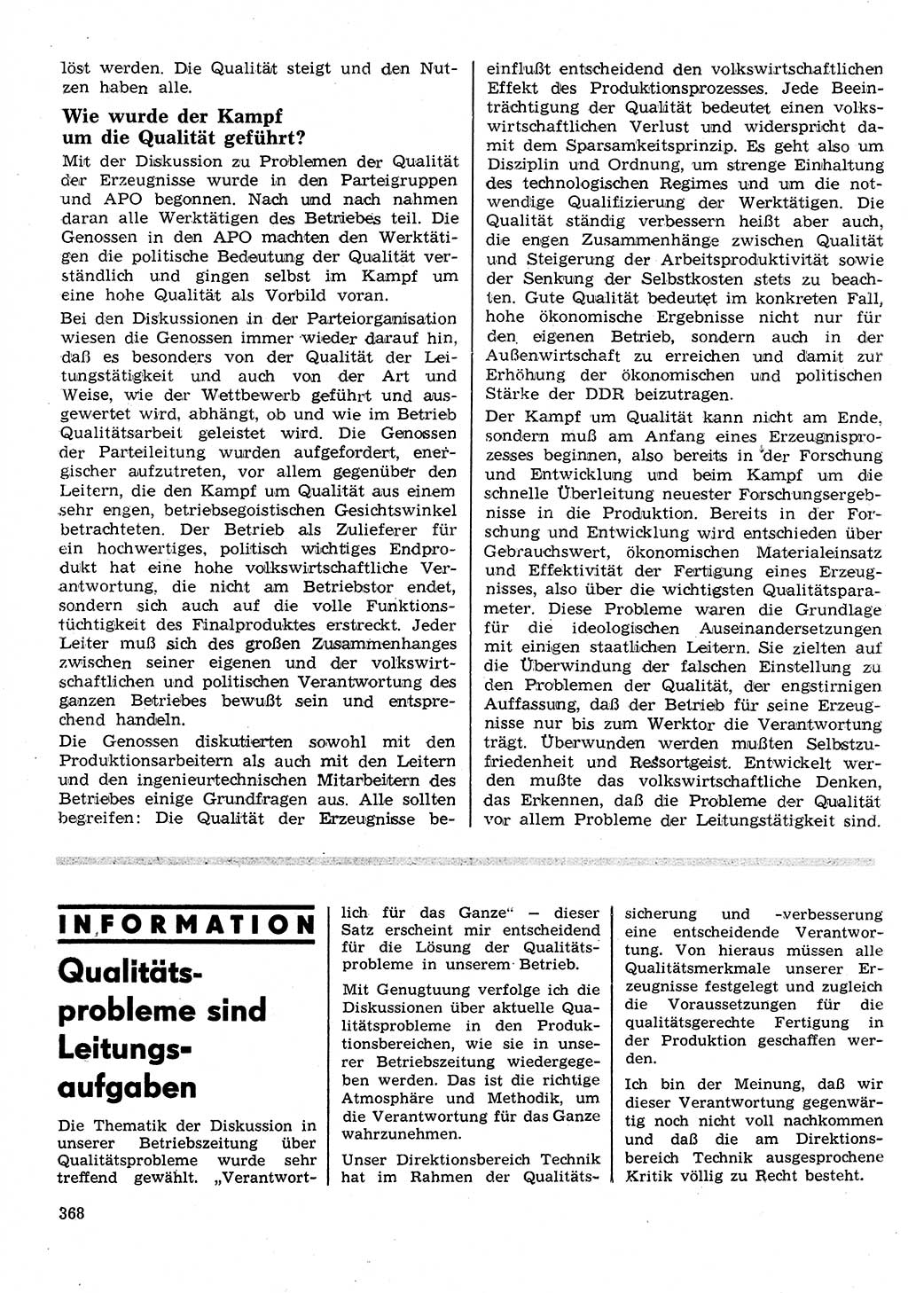 Neuer Weg (NW), Organ des Zentralkomitees (ZK) der SED (Sozialistische Einheitspartei Deutschlands) für Fragen des Parteilebens, 26. Jahrgang [Deutsche Demokratische Republik (DDR)] 1971, Seite 368 (NW ZK SED DDR 1971, S. 368)