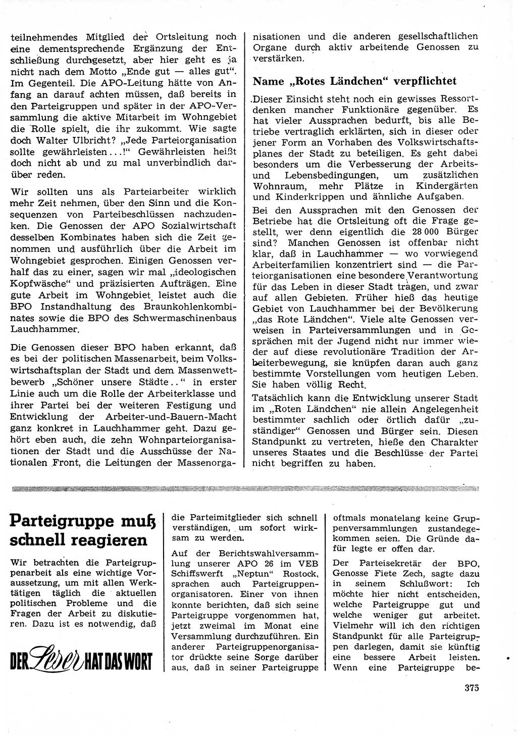 Neuer Weg (NW), Organ des Zentralkomitees (ZK) der SED (Sozialistische Einheitspartei Deutschlands) für Fragen des Parteilebens, 26. Jahrgang [Deutsche Demokratische Republik (DDR)] 1971, Seite 375 (NW ZK SED DDR 1971, S. 375)