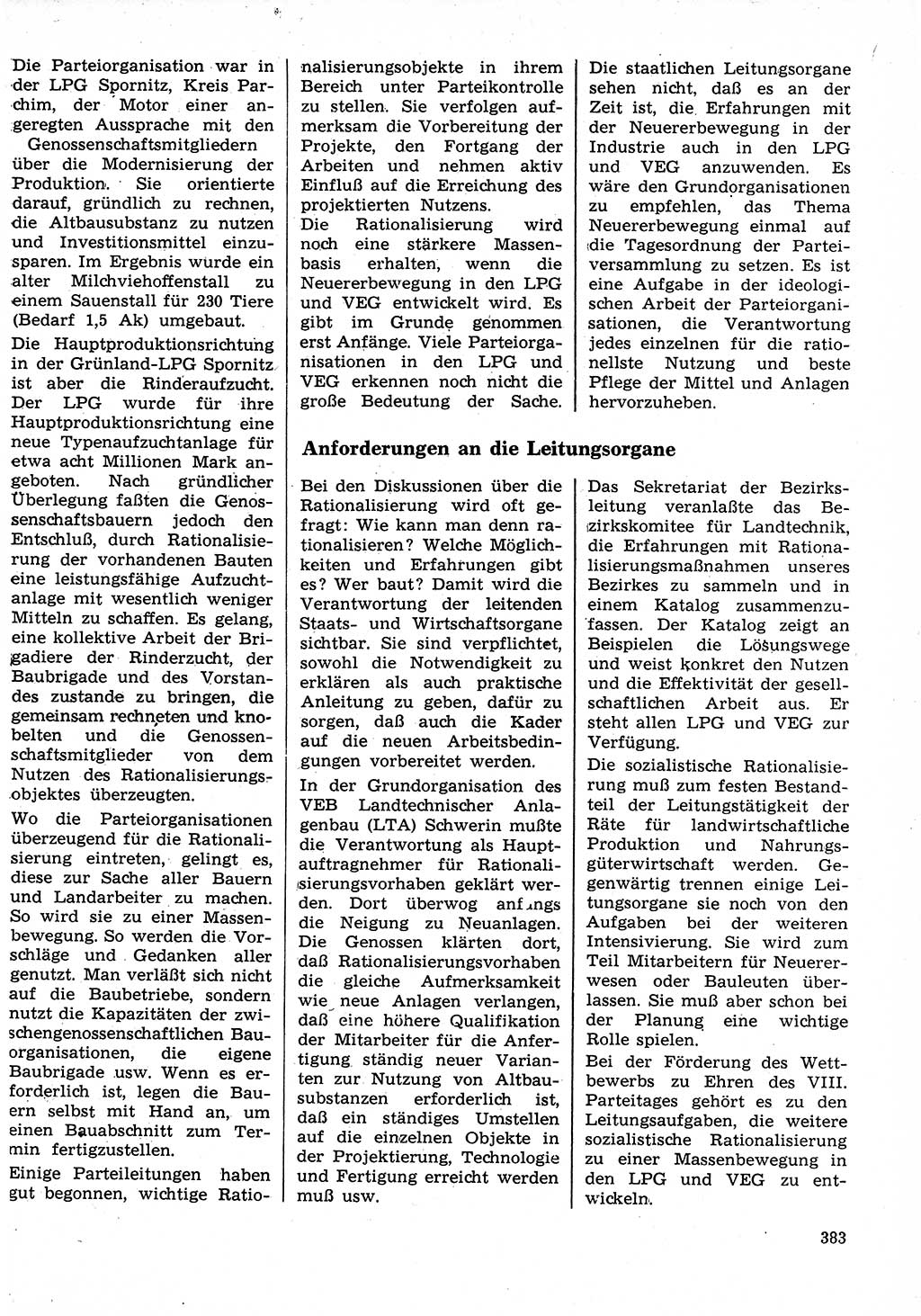 Neuer Weg (NW), Organ des Zentralkomitees (ZK) der SED (Sozialistische Einheitspartei Deutschlands) für Fragen des Parteilebens, 26. Jahrgang [Deutsche Demokratische Republik (DDR)] 1971, Seite 383 (NW ZK SED DDR 1971, S. 383)