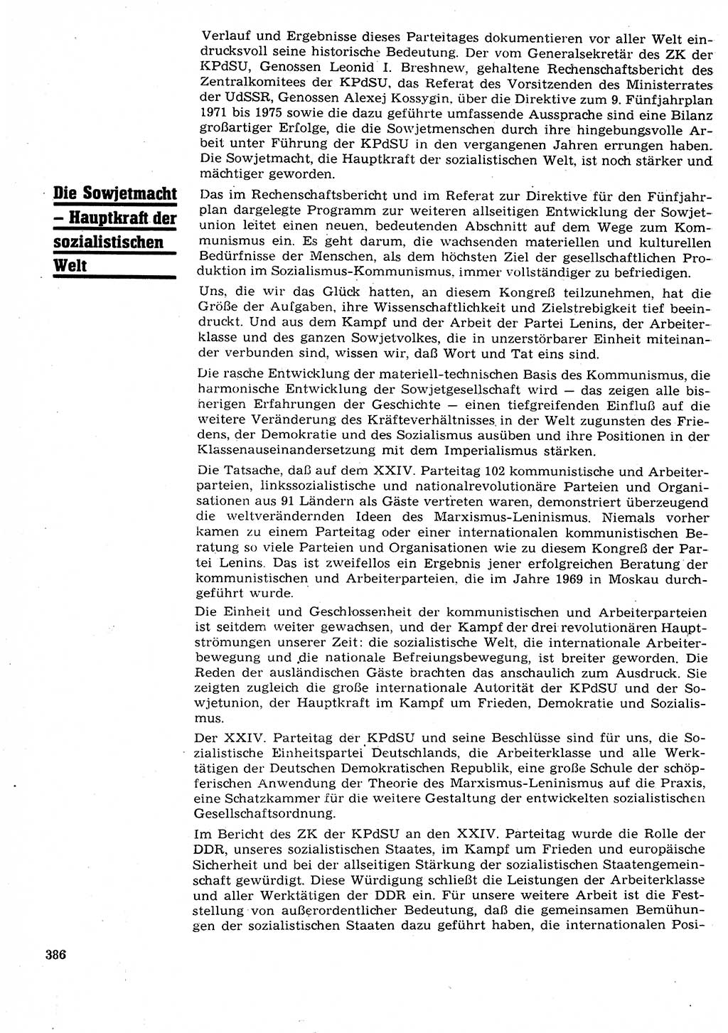 Neuer Weg (NW), Organ des Zentralkomitees (ZK) der SED (Sozialistische Einheitspartei Deutschlands) für Fragen des Parteilebens, 26. Jahrgang [Deutsche Demokratische Republik (DDR)] 1971, Seite 386 (NW ZK SED DDR 1971, S. 386)