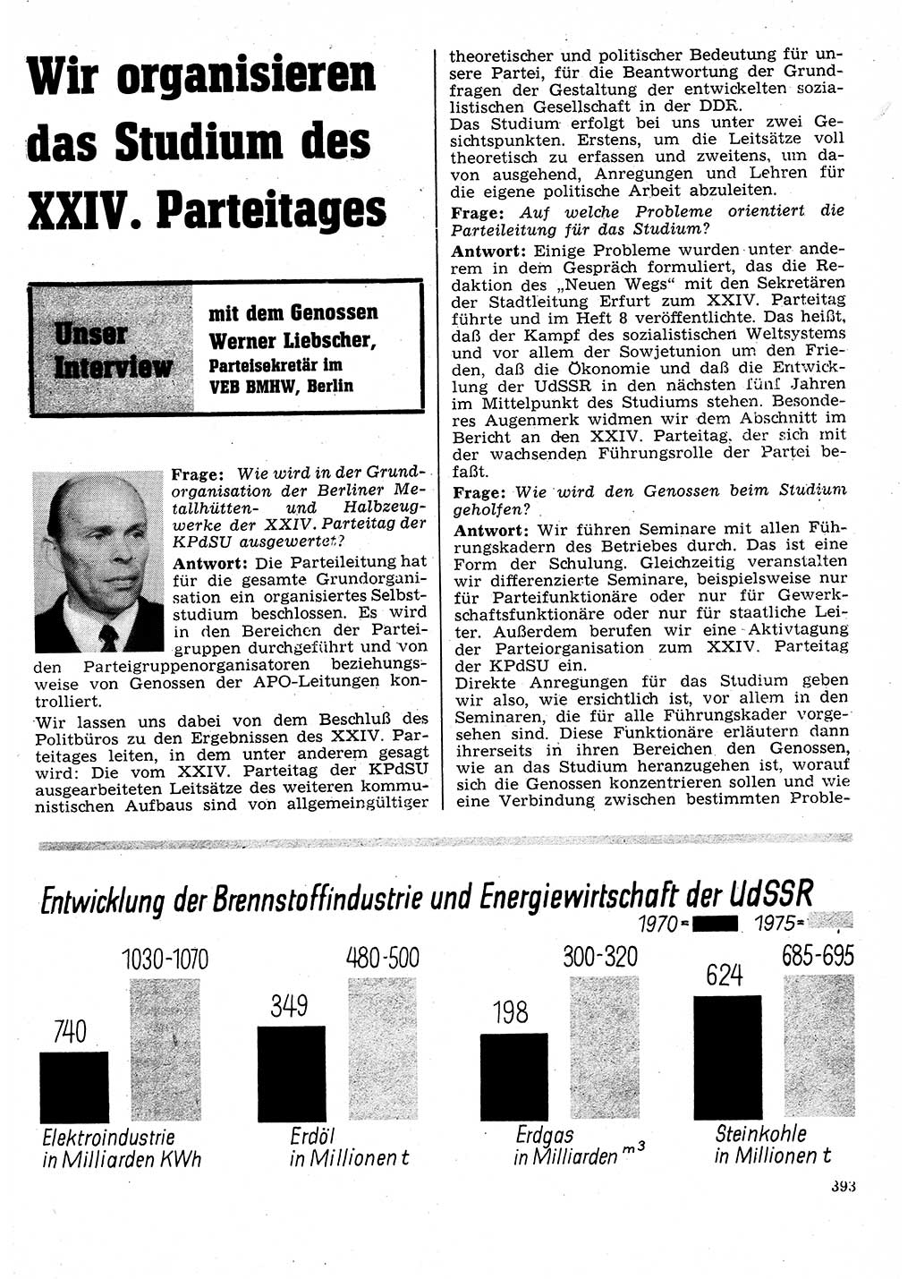 Neuer Weg (NW), Organ des Zentralkomitees (ZK) der SED (Sozialistische Einheitspartei Deutschlands) für Fragen des Parteilebens, 26. Jahrgang [Deutsche Demokratische Republik (DDR)] 1971, Seite 393 (NW ZK SED DDR 1971, S. 393)