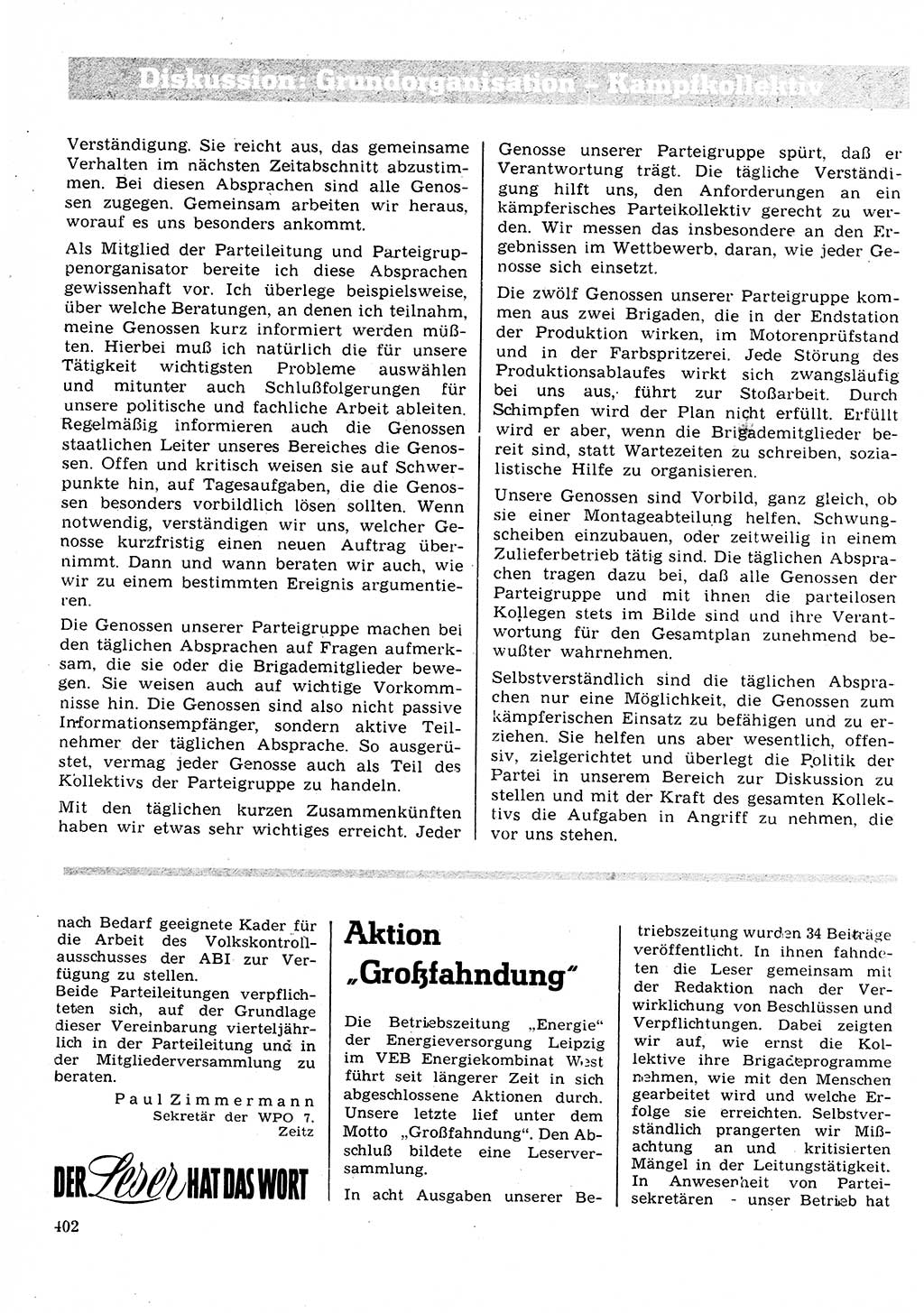 Neuer Weg (NW), Organ des Zentralkomitees (ZK) der SED (Sozialistische Einheitspartei Deutschlands) für Fragen des Parteilebens, 26. Jahrgang [Deutsche Demokratische Republik (DDR)] 1971, Seite 402 (NW ZK SED DDR 1971, S. 402)