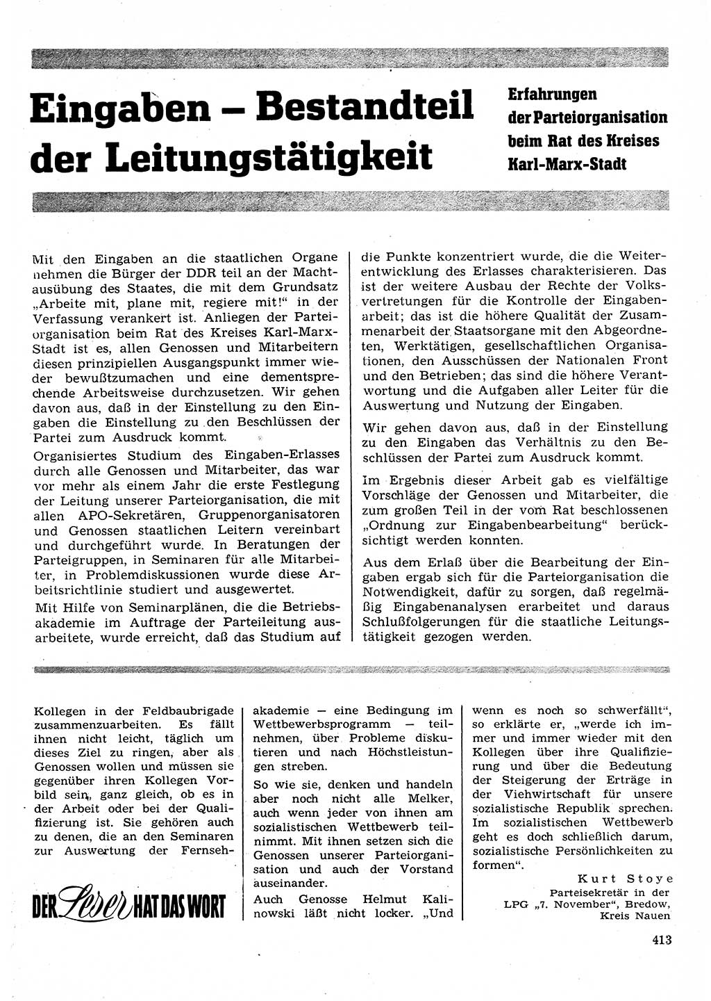 Neuer Weg (NW), Organ des Zentralkomitees (ZK) der SED (Sozialistische Einheitspartei Deutschlands) für Fragen des Parteilebens, 26. Jahrgang [Deutsche Demokratische Republik (DDR)] 1971, Seite 413 (NW ZK SED DDR 1971, S. 413)