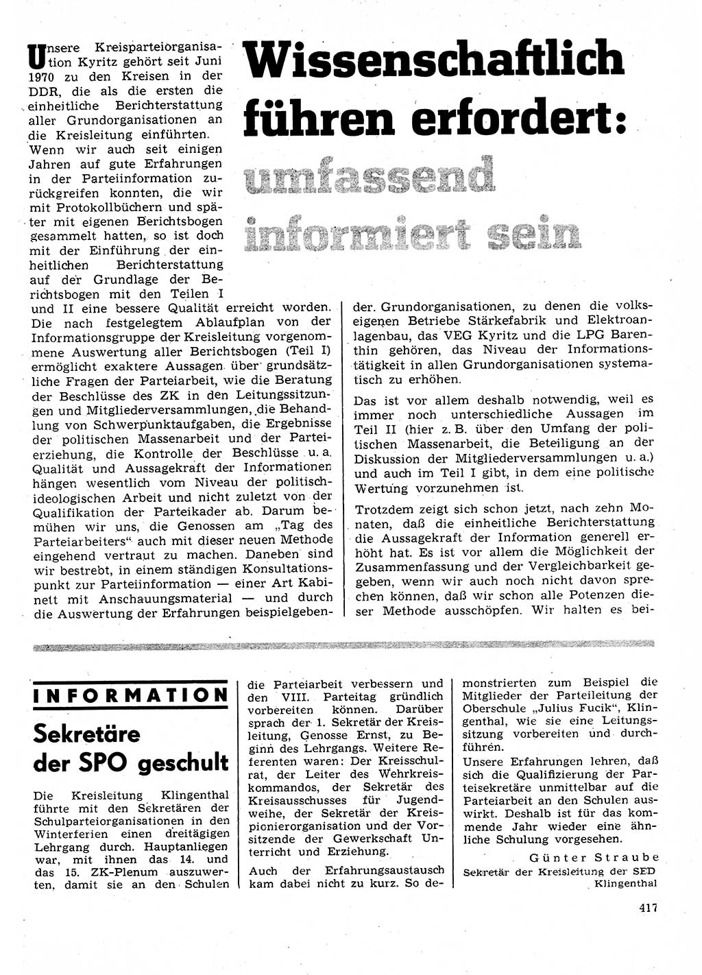 Neuer Weg (NW), Organ des Zentralkomitees (ZK) der SED (Sozialistische Einheitspartei Deutschlands) für Fragen des Parteilebens, 26. Jahrgang [Deutsche Demokratische Republik (DDR)] 1971, Seite 417 (NW ZK SED DDR 1971, S. 417)