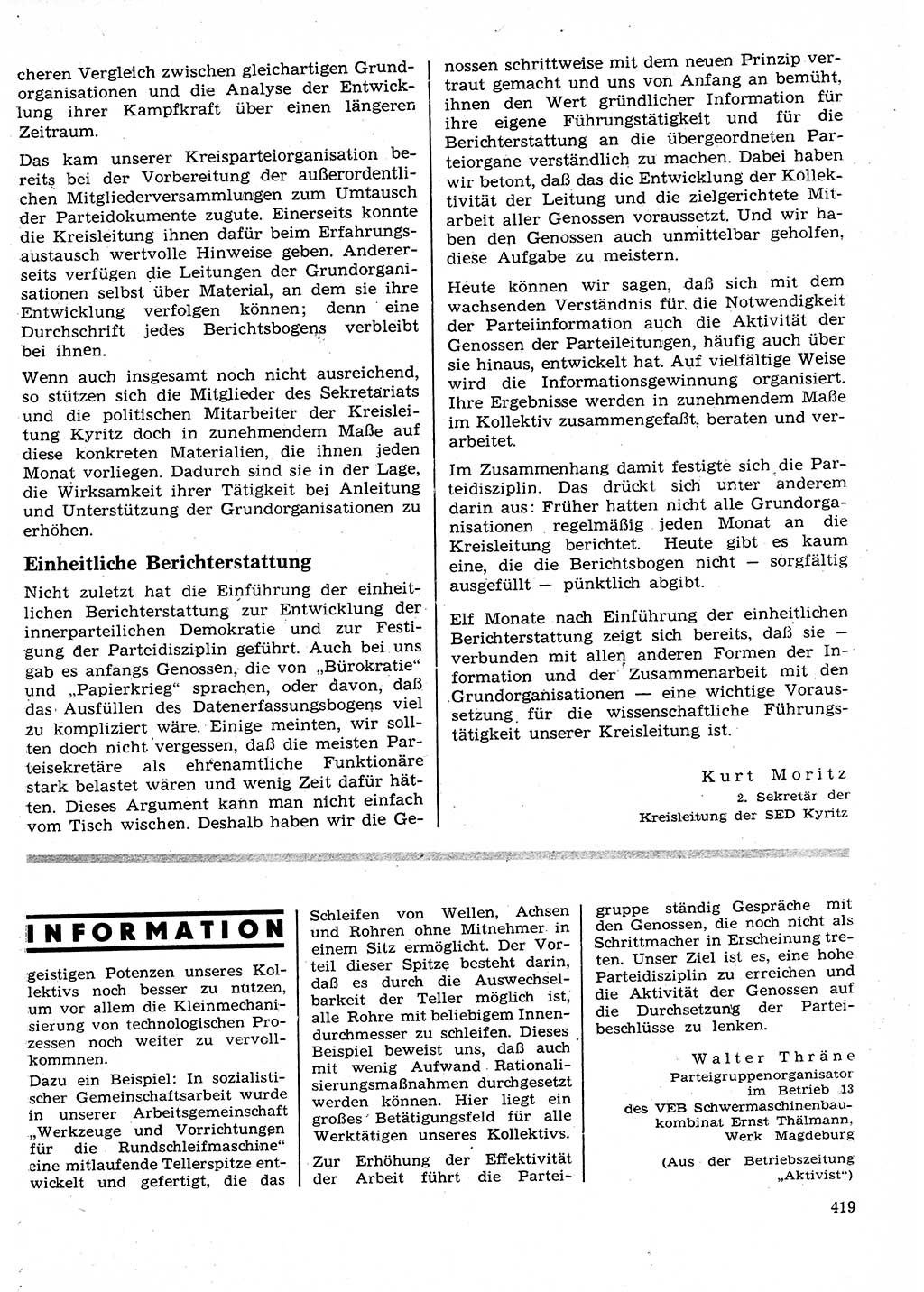 Neuer Weg (NW), Organ des Zentralkomitees (ZK) der SED (Sozialistische Einheitspartei Deutschlands) für Fragen des Parteilebens, 26. Jahrgang [Deutsche Demokratische Republik (DDR)] 1971, Seite 419 (NW ZK SED DDR 1971, S. 419)