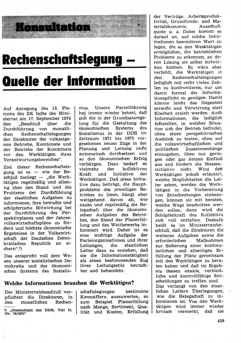 Neuer Weg (NW), Organ des Zentralkomitees (ZK) der SED (Sozialistische Einheitspartei Deutschlands) für Fragen des Parteilebens, 26. Jahrgang [Deutsche Demokratische Republik (DDR)] 1971, Seite 429 (NW ZK SED DDR 1971, S. 429)