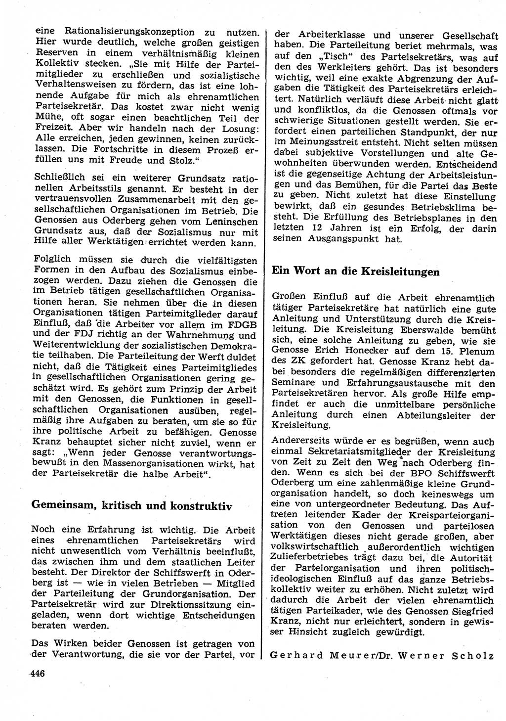 Neuer Weg (NW), Organ des Zentralkomitees (ZK) der SED (Sozialistische Einheitspartei Deutschlands) für Fragen des Parteilebens, 26. Jahrgang [Deutsche Demokratische Republik (DDR)] 1971, Seite 446 (NW ZK SED DDR 1971, S. 446)