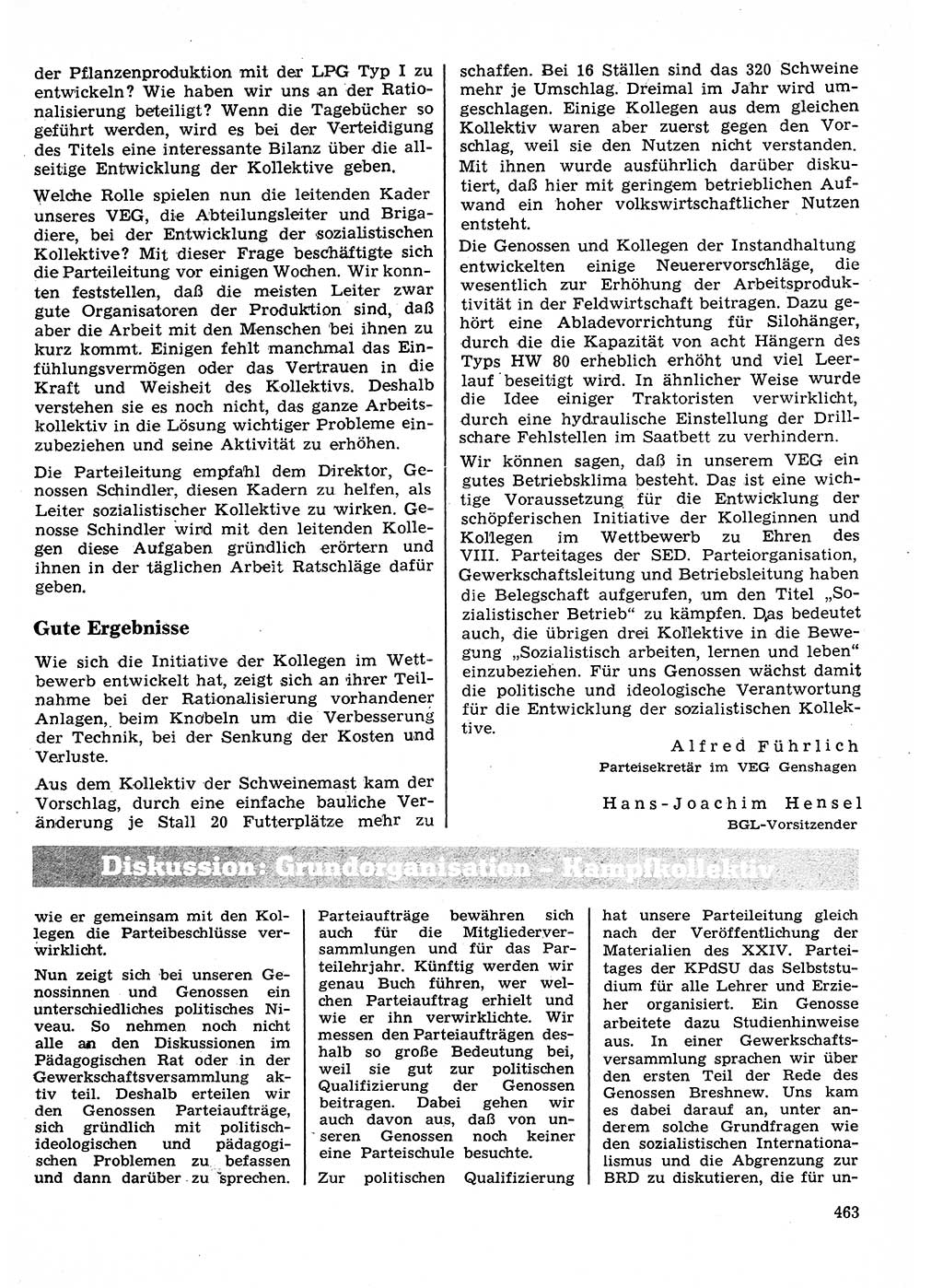 Neuer Weg (NW), Organ des Zentralkomitees (ZK) der SED (Sozialistische Einheitspartei Deutschlands) für Fragen des Parteilebens, 26. Jahrgang [Deutsche Demokratische Republik (DDR)] 1971, Seite 463 (NW ZK SED DDR 1971, S. 463)