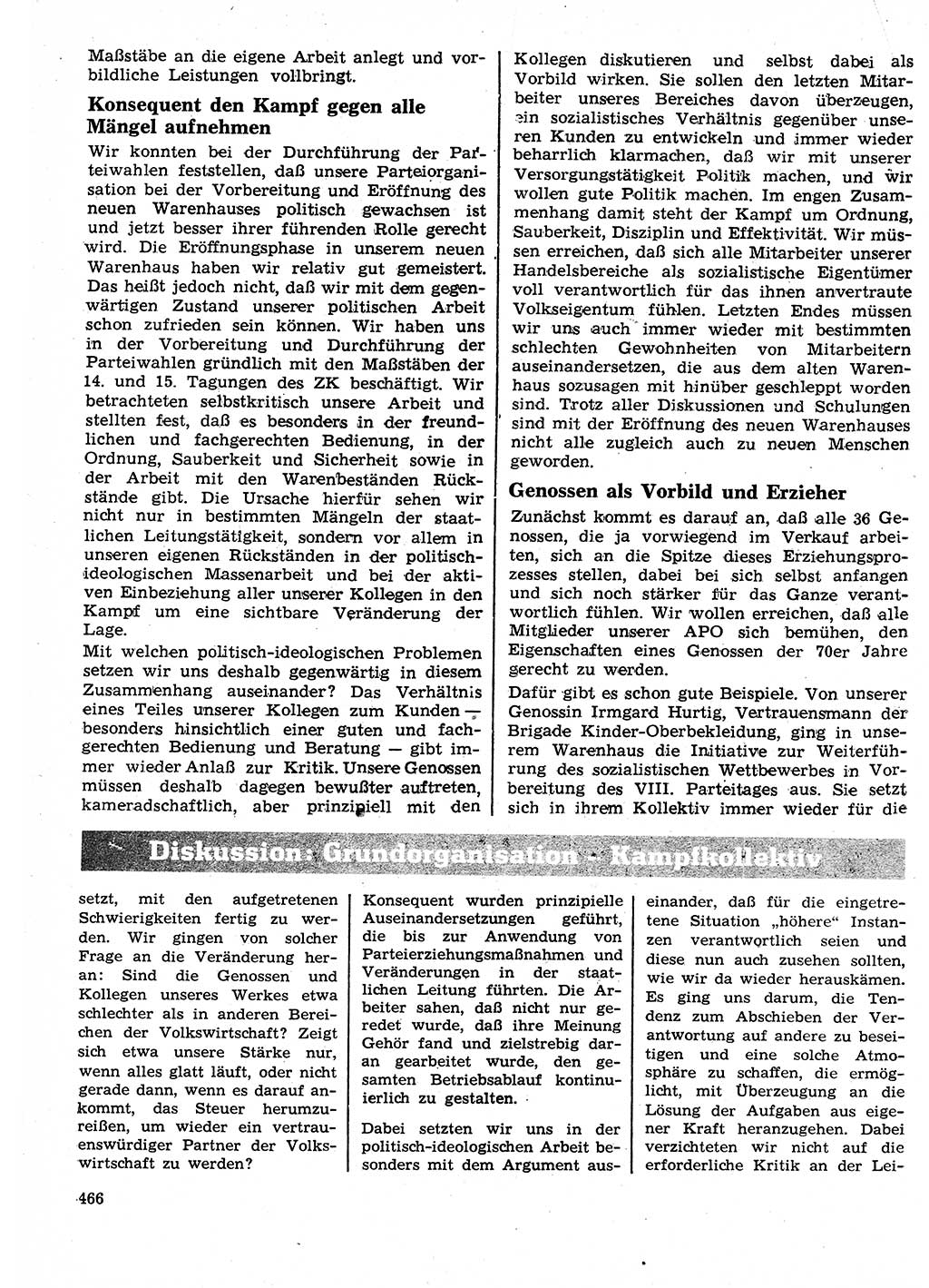 Neuer Weg (NW), Organ des Zentralkomitees (ZK) der SED (Sozialistische Einheitspartei Deutschlands) für Fragen des Parteilebens, 26. Jahrgang [Deutsche Demokratische Republik (DDR)] 1971, Seite 466 (NW ZK SED DDR 1971, S. 466)